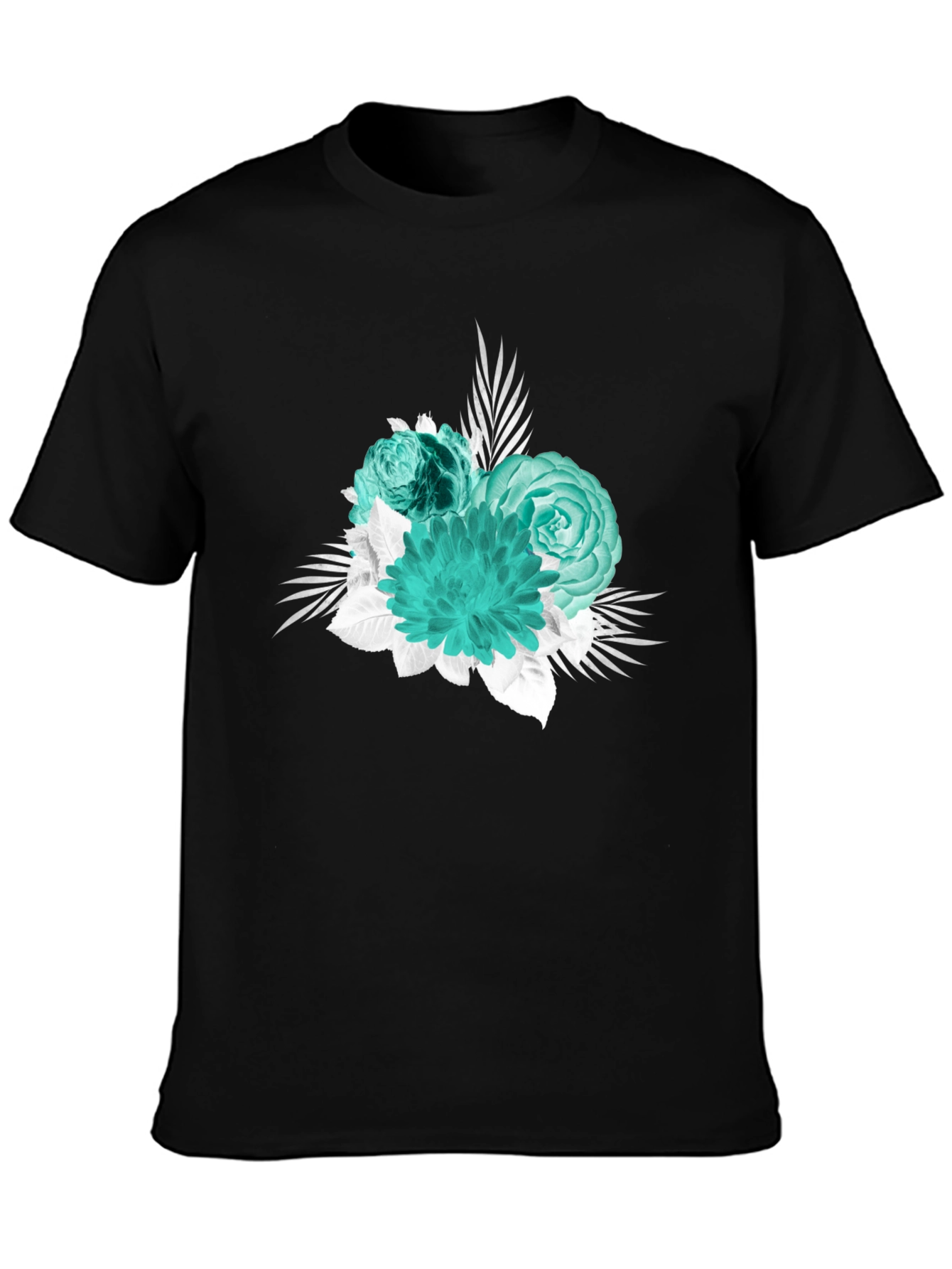 Floral Graphic Print Black T-Shirt