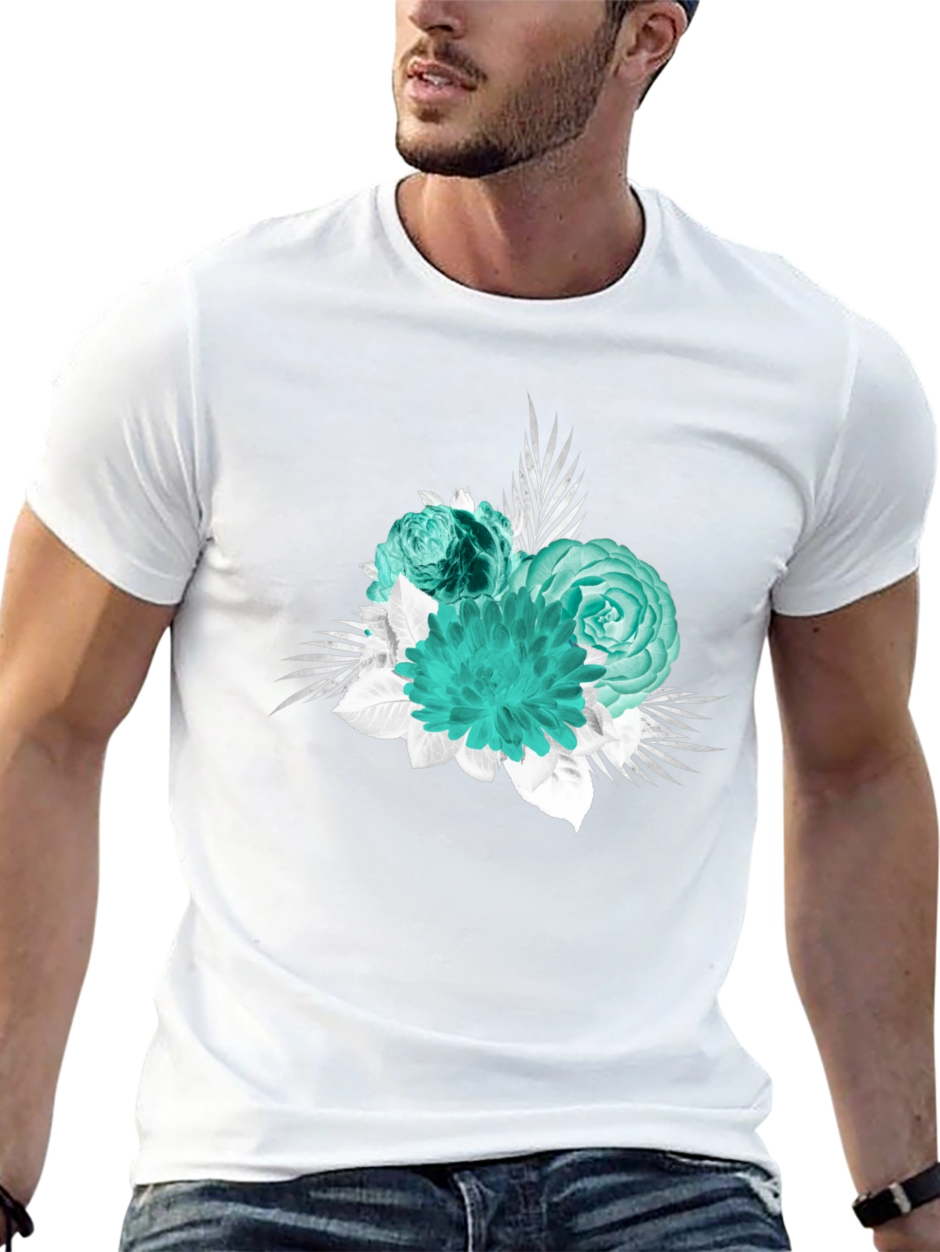 Floral Graphic Print Black T-Shirt