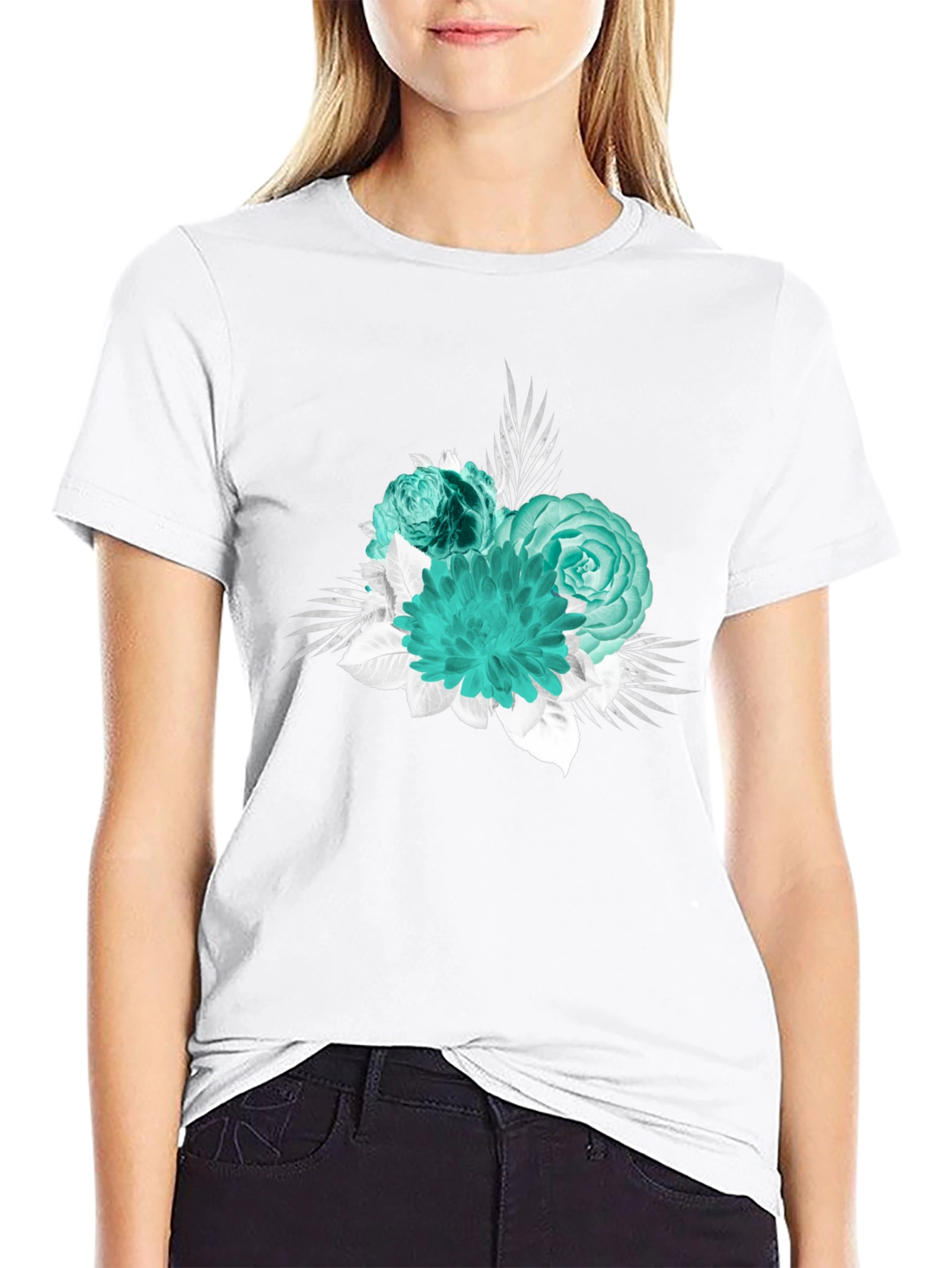 Floral Graphic Print Black T-Shirt