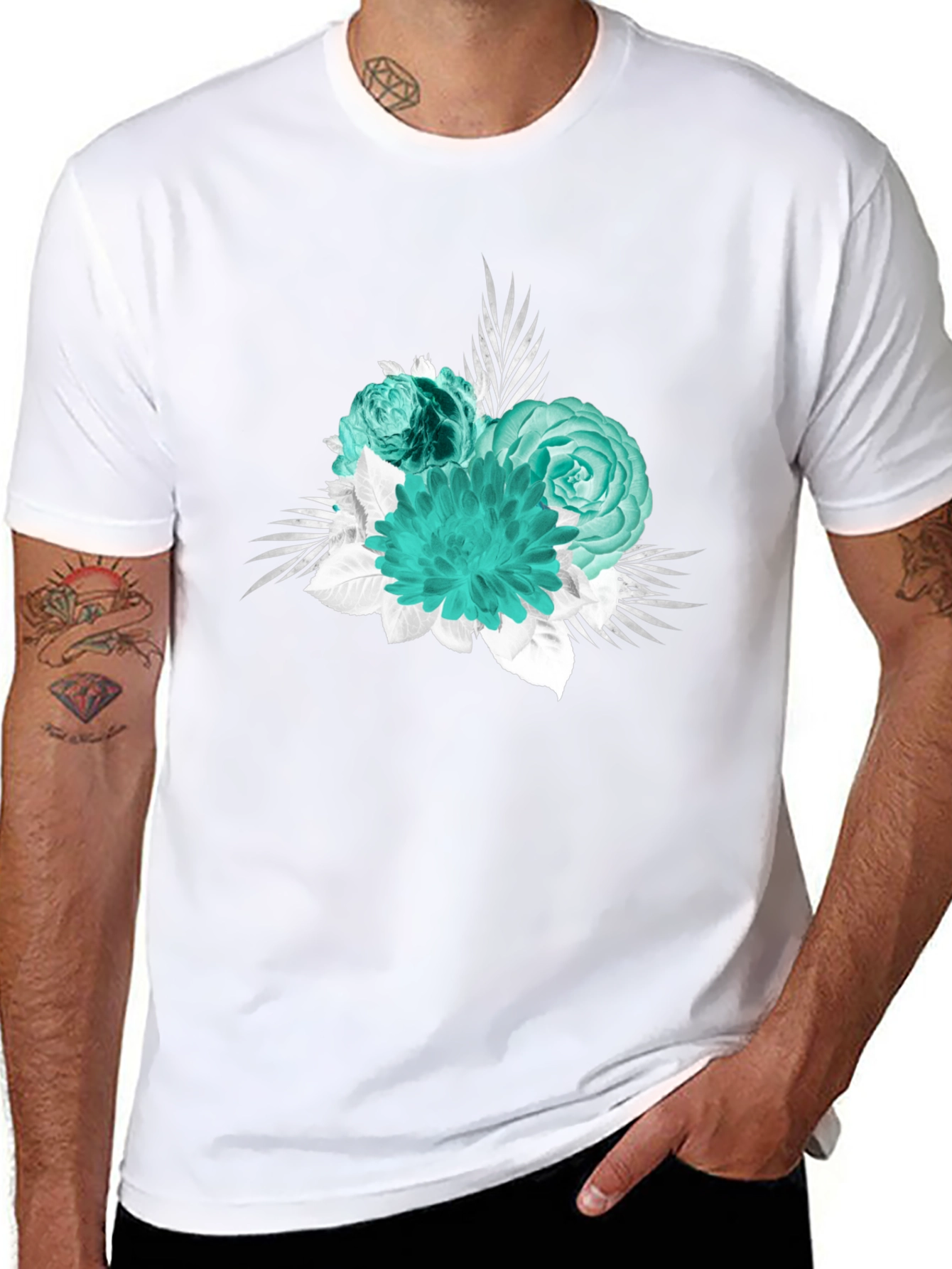 Floral Graphic Print Black T-Shirt