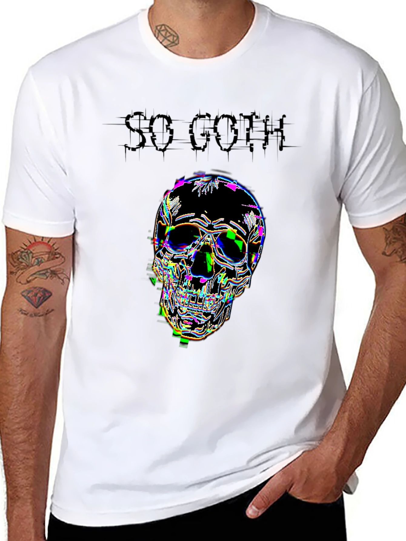 So Goth Glitch Skull Black T-Shirt