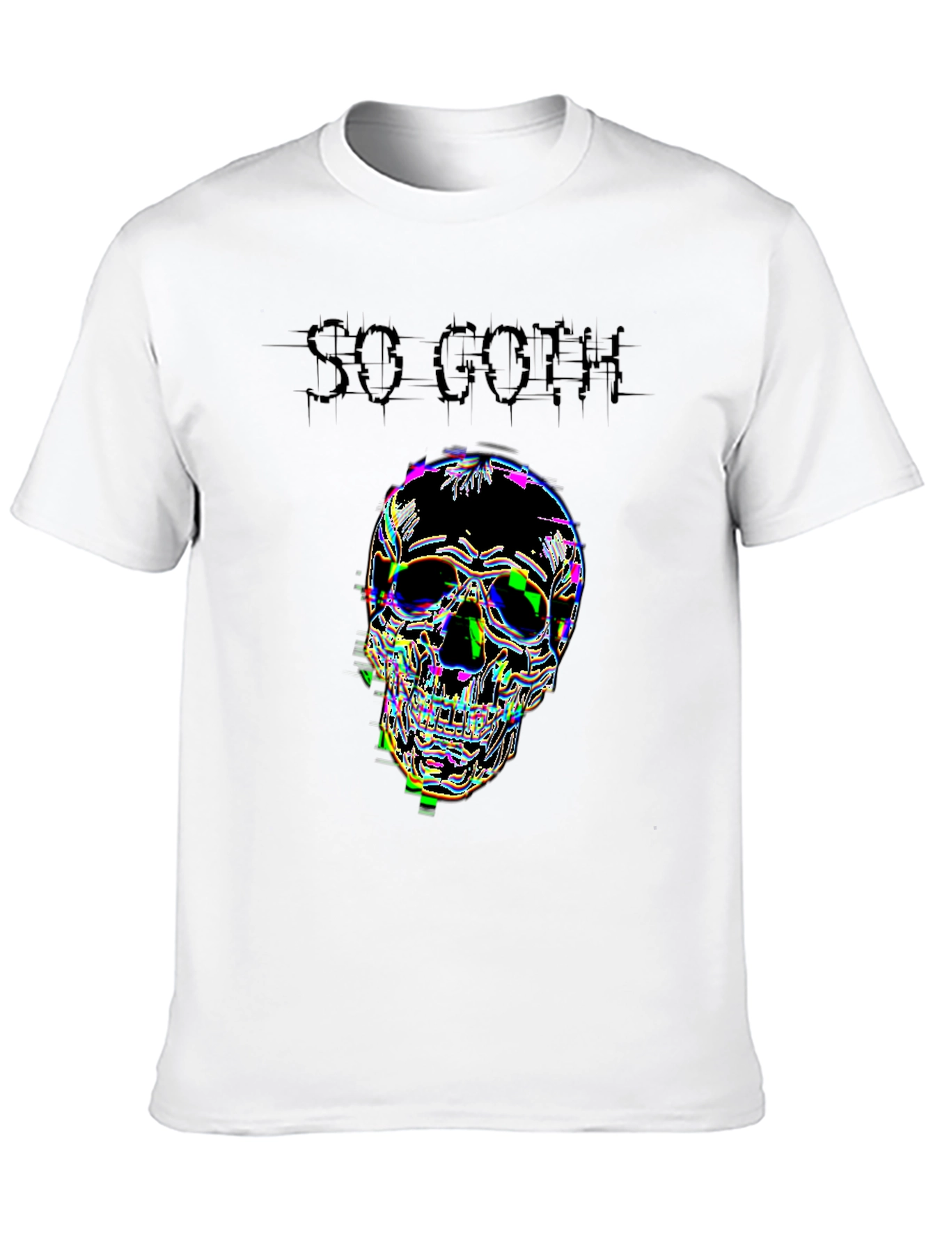 So Goth Glitch Skull Black T-Shirt