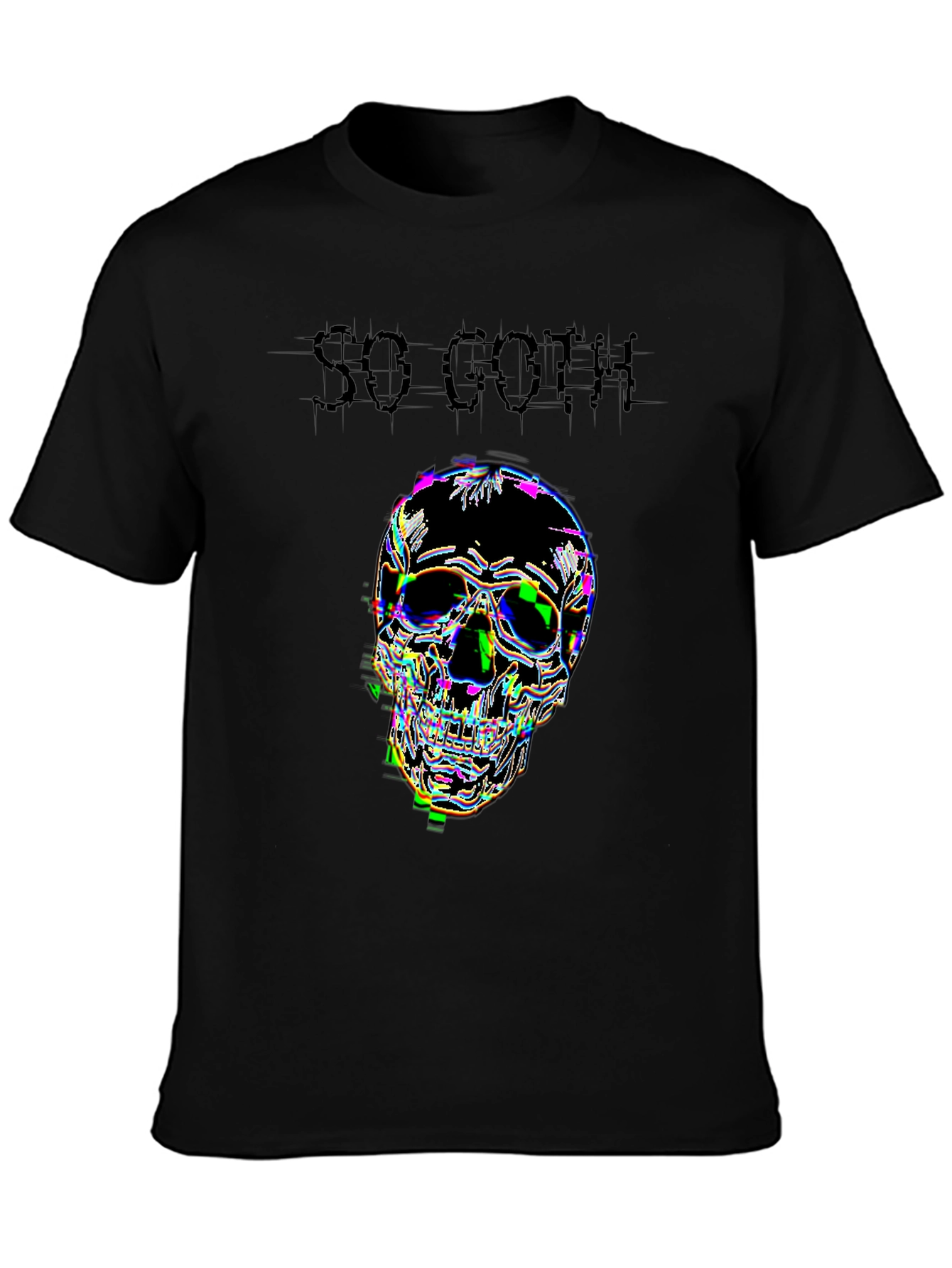 So Goth Glitch Skull Black T-Shirt