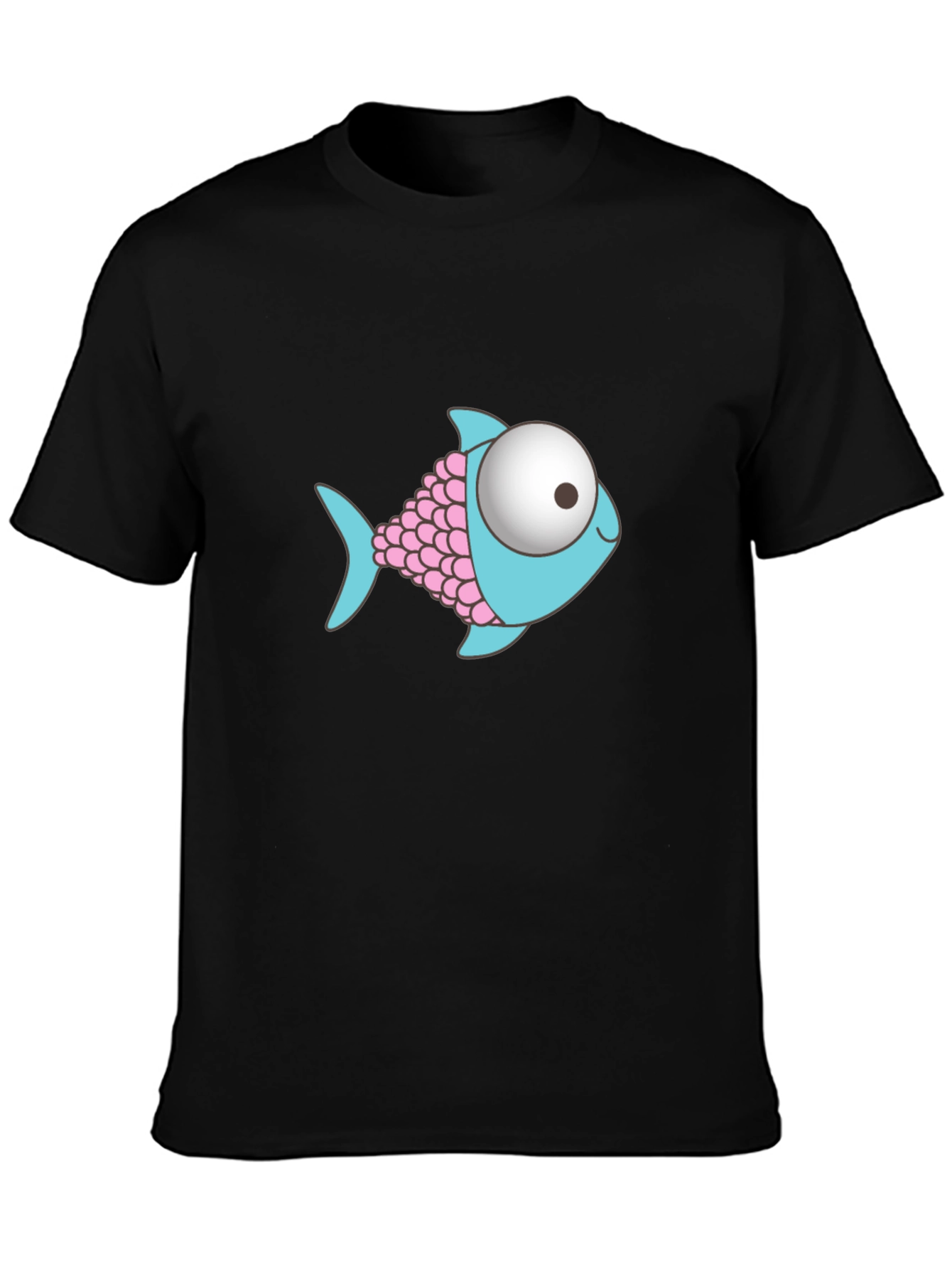 Cartoon Fish Graphic Black T-Shirt
