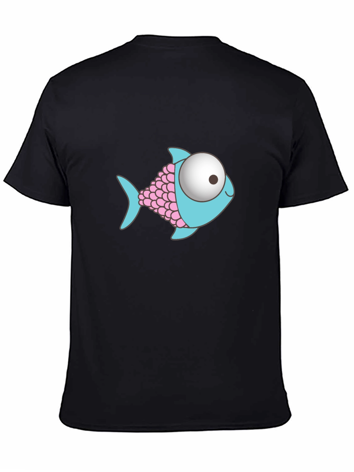 Cartoon Fish Graphic Black T-Shirt