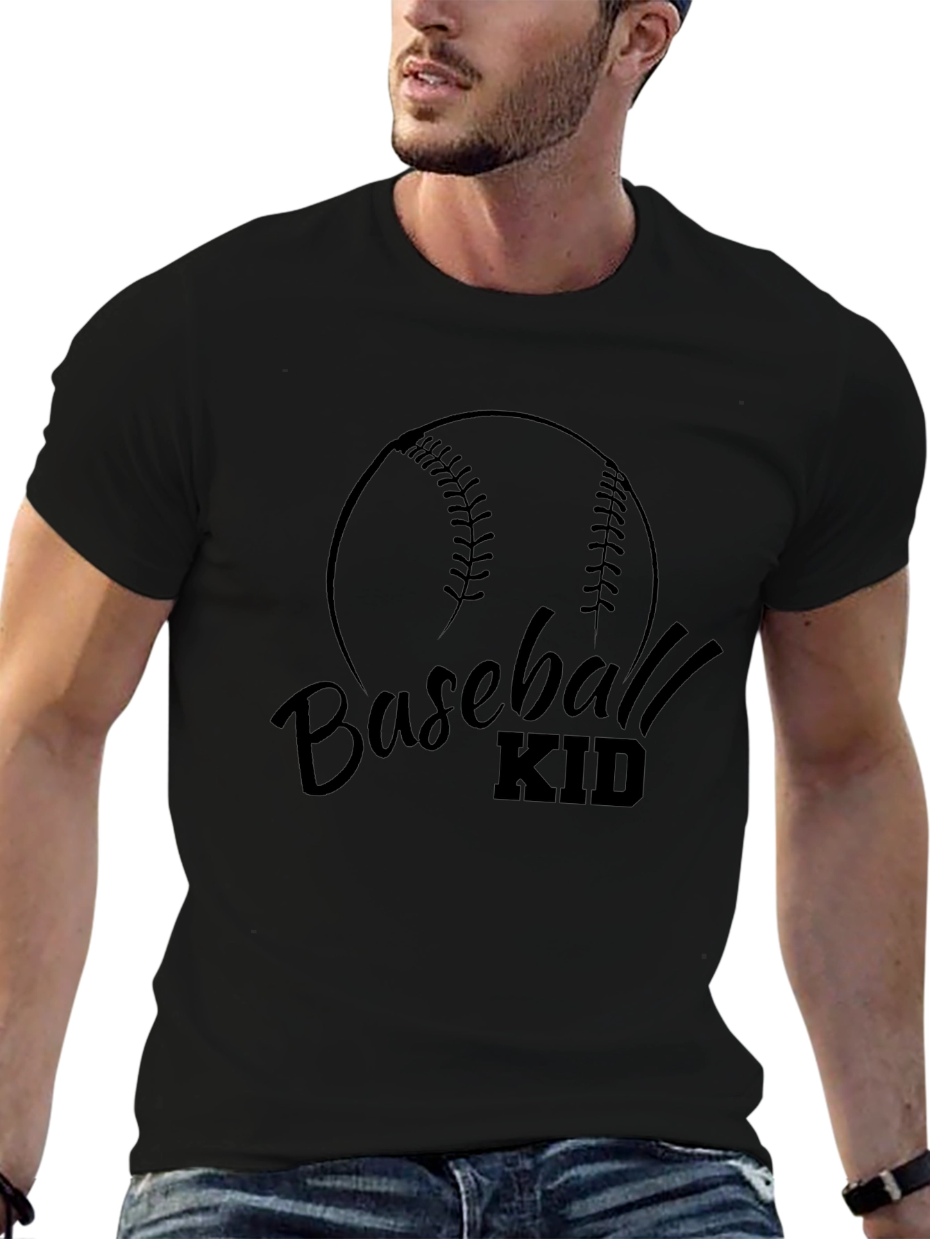 Baseball Kid Graphic T-Shirt - Black