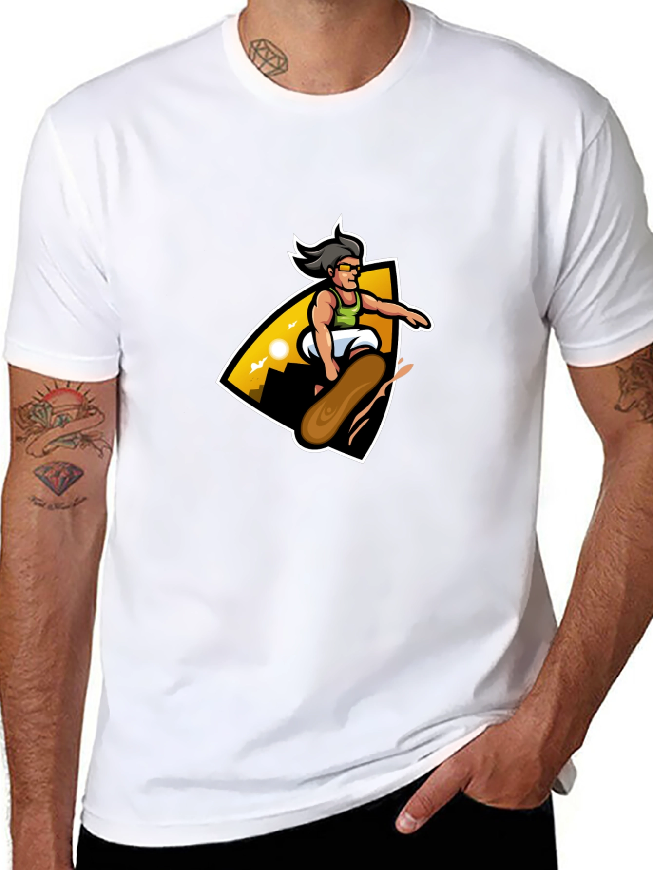 Skateboarding Cartoon T-Shirt - Cool Graphic Tee