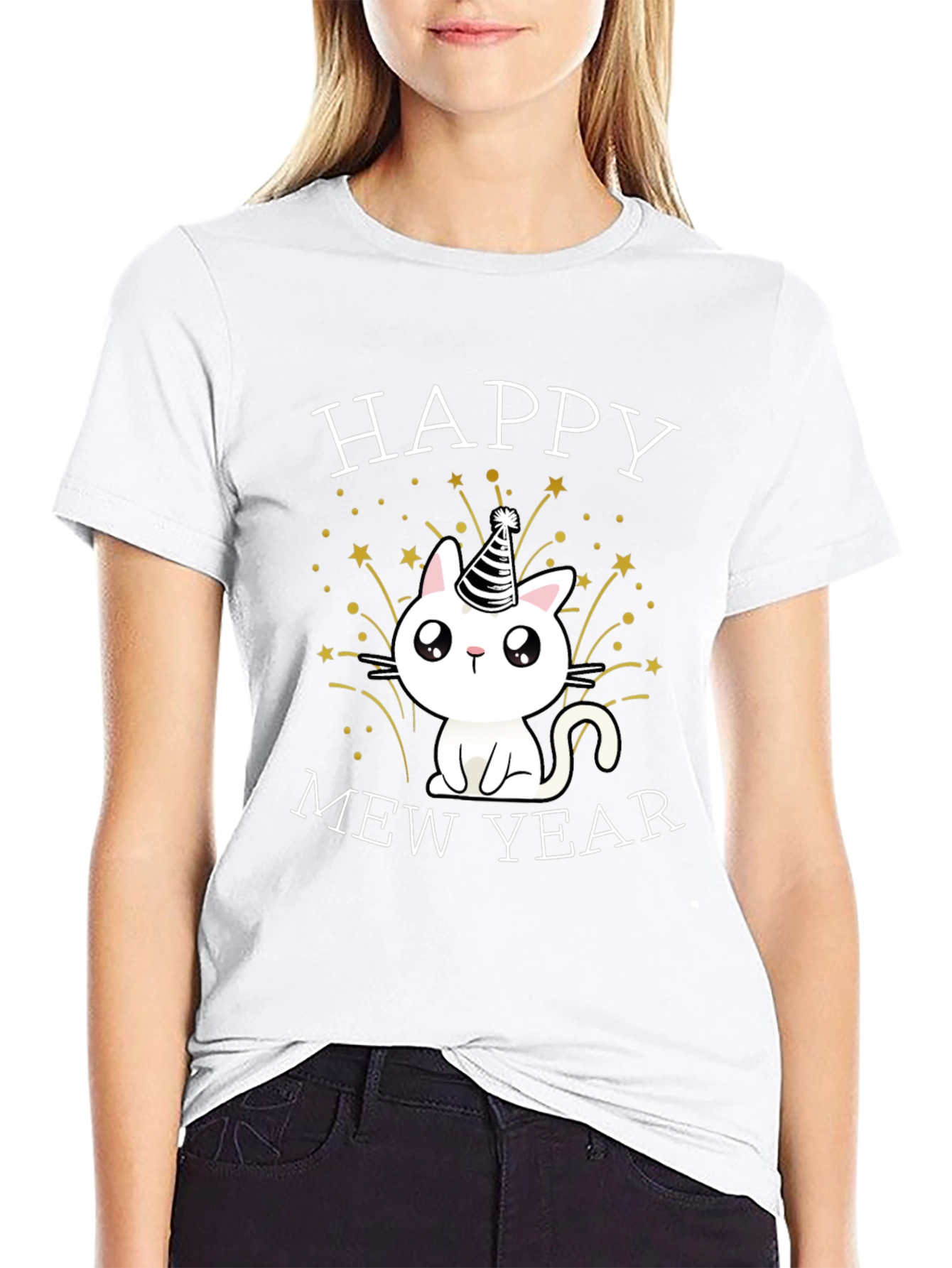 Happy Mew Year T-Shirt Cat Lover New Year Tee