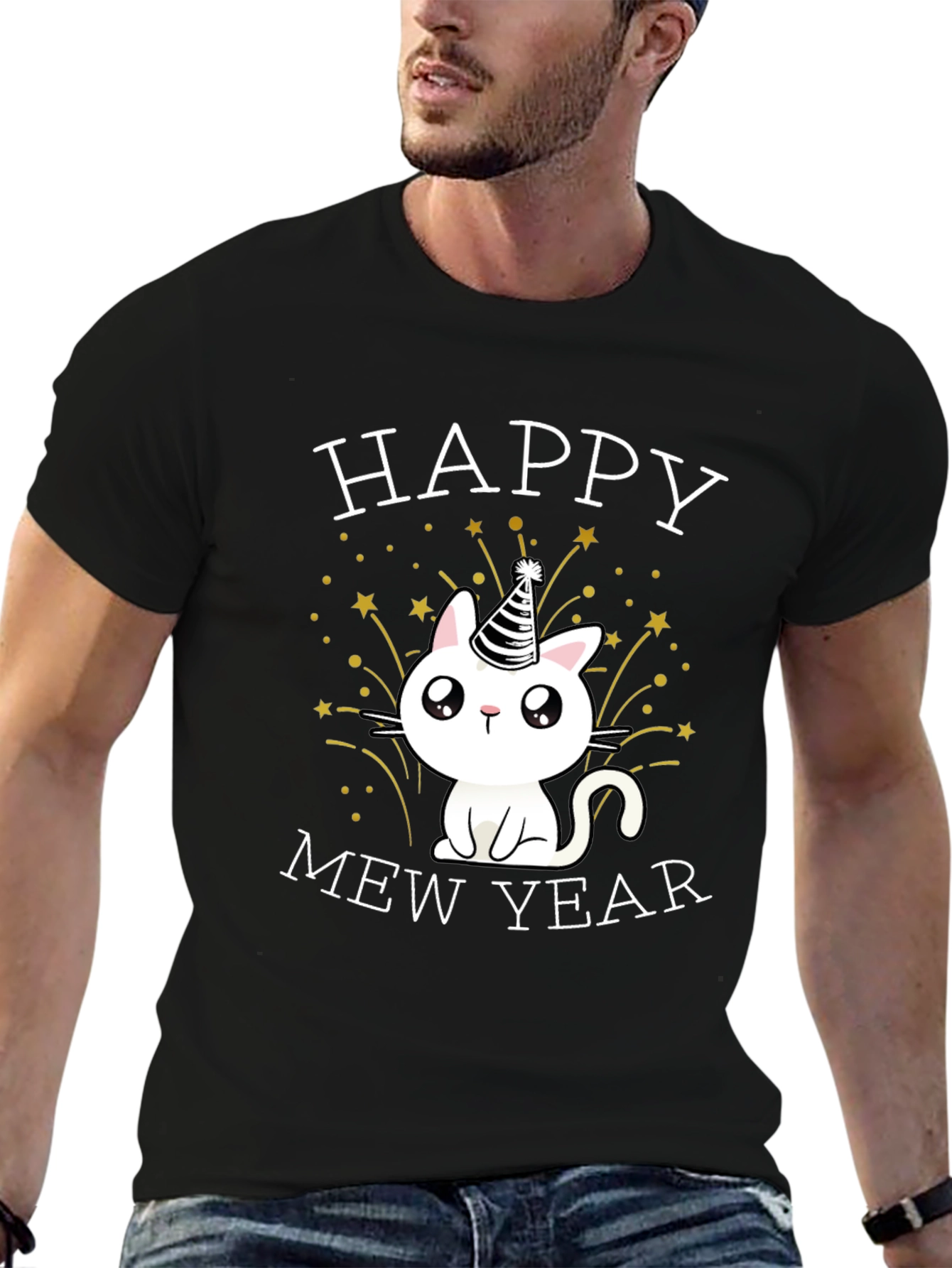 Happy Mew Year T-Shirt Cat Lover New Year Tee