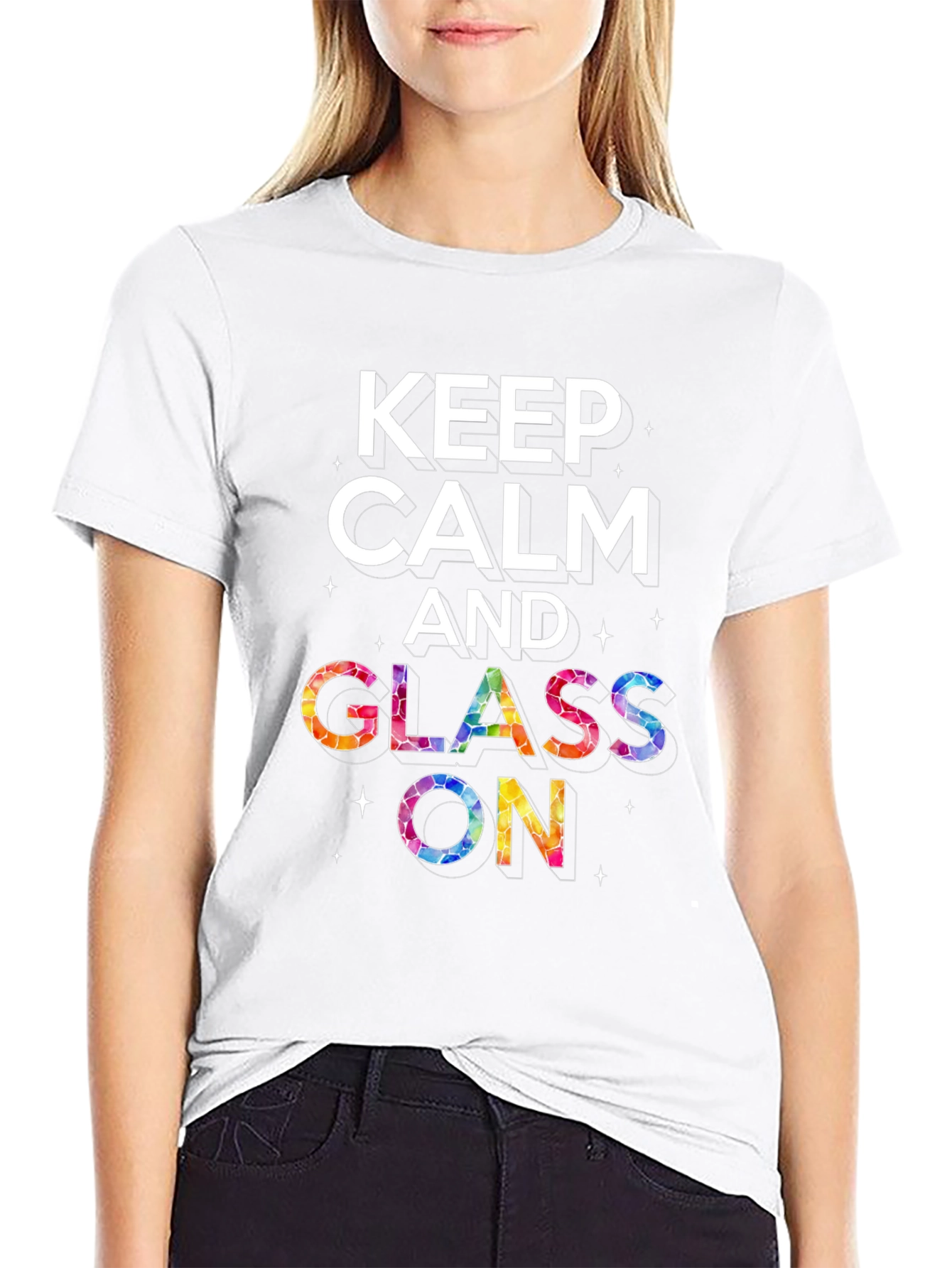 Keep Calm and Glass On Black Graphic Tee