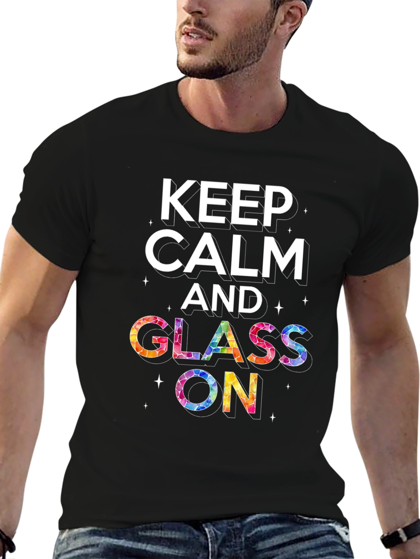 Keep Calm and Glass On Black Graphic Tee