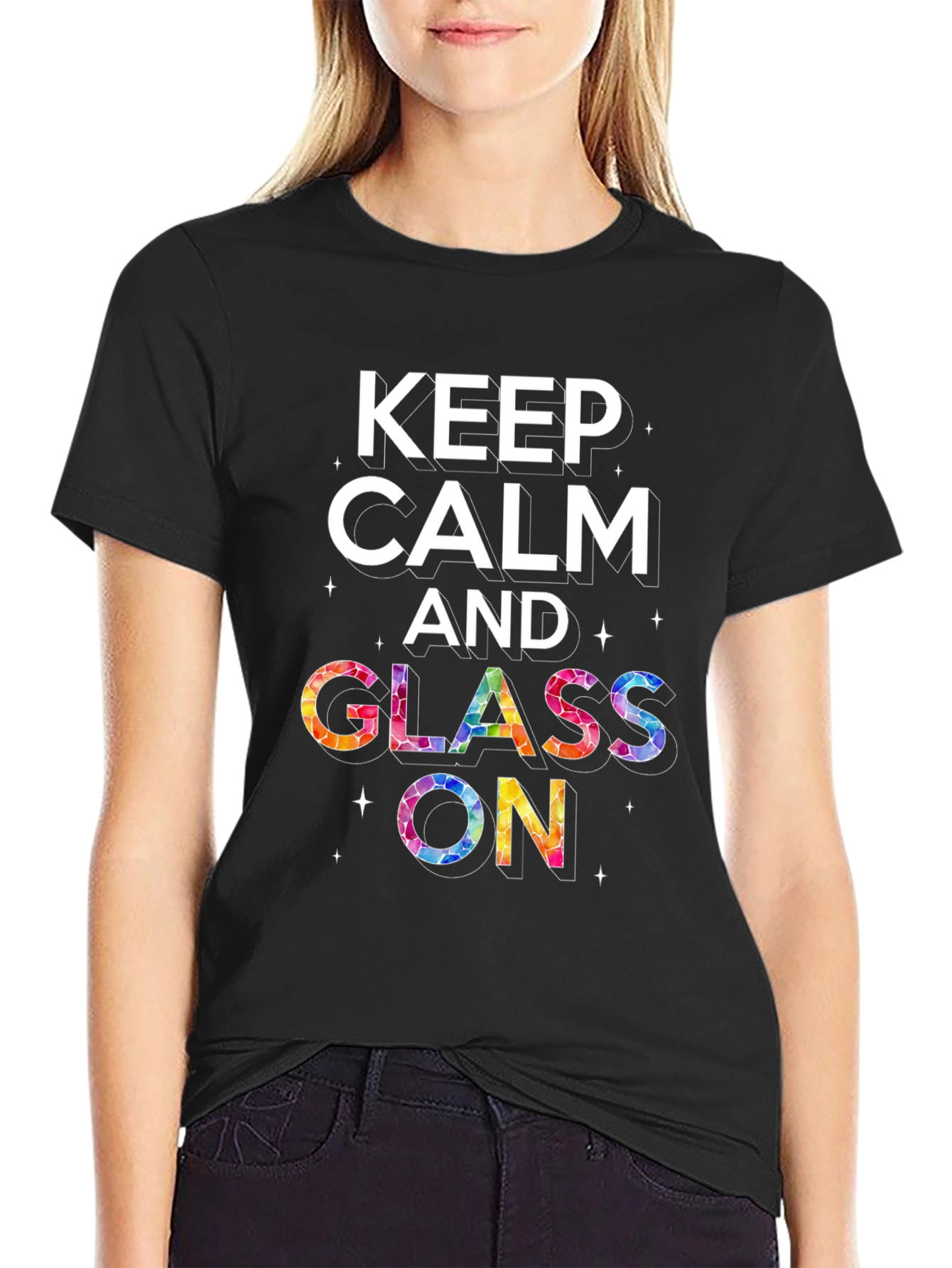 Keep Calm and Glass On Black Graphic Tee