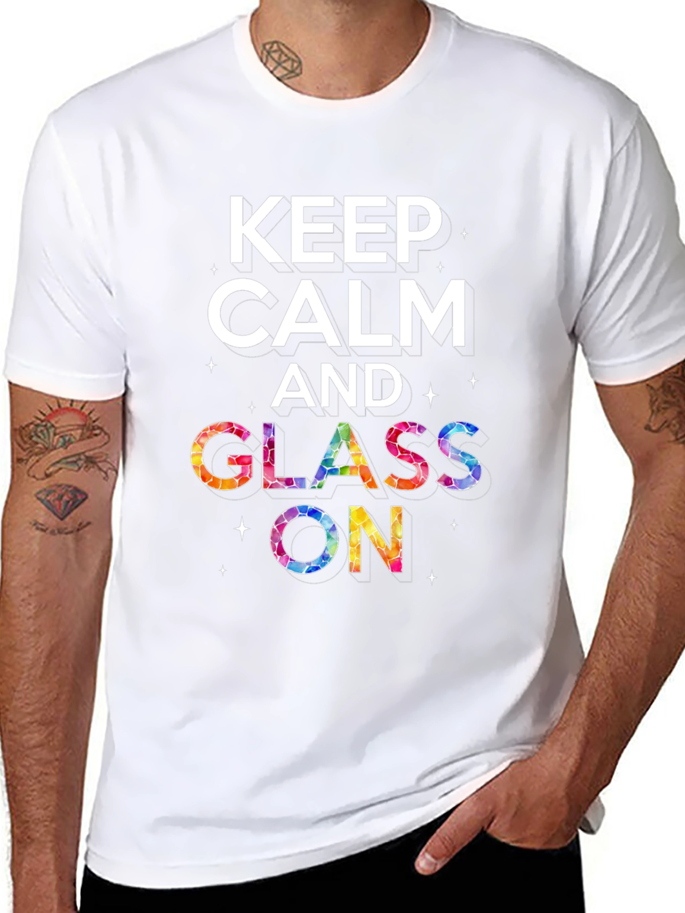 Keep Calm and Glass On Black Graphic Tee