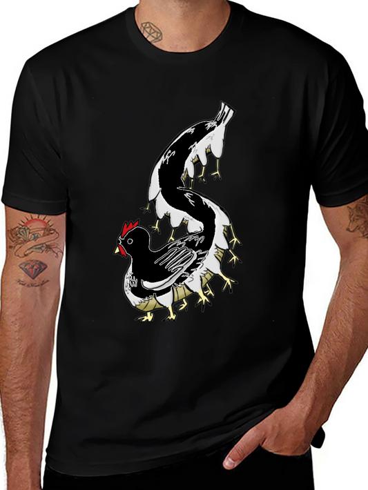 Chicken Centipede Black T-Shirt - Quirky Graphic Tee
