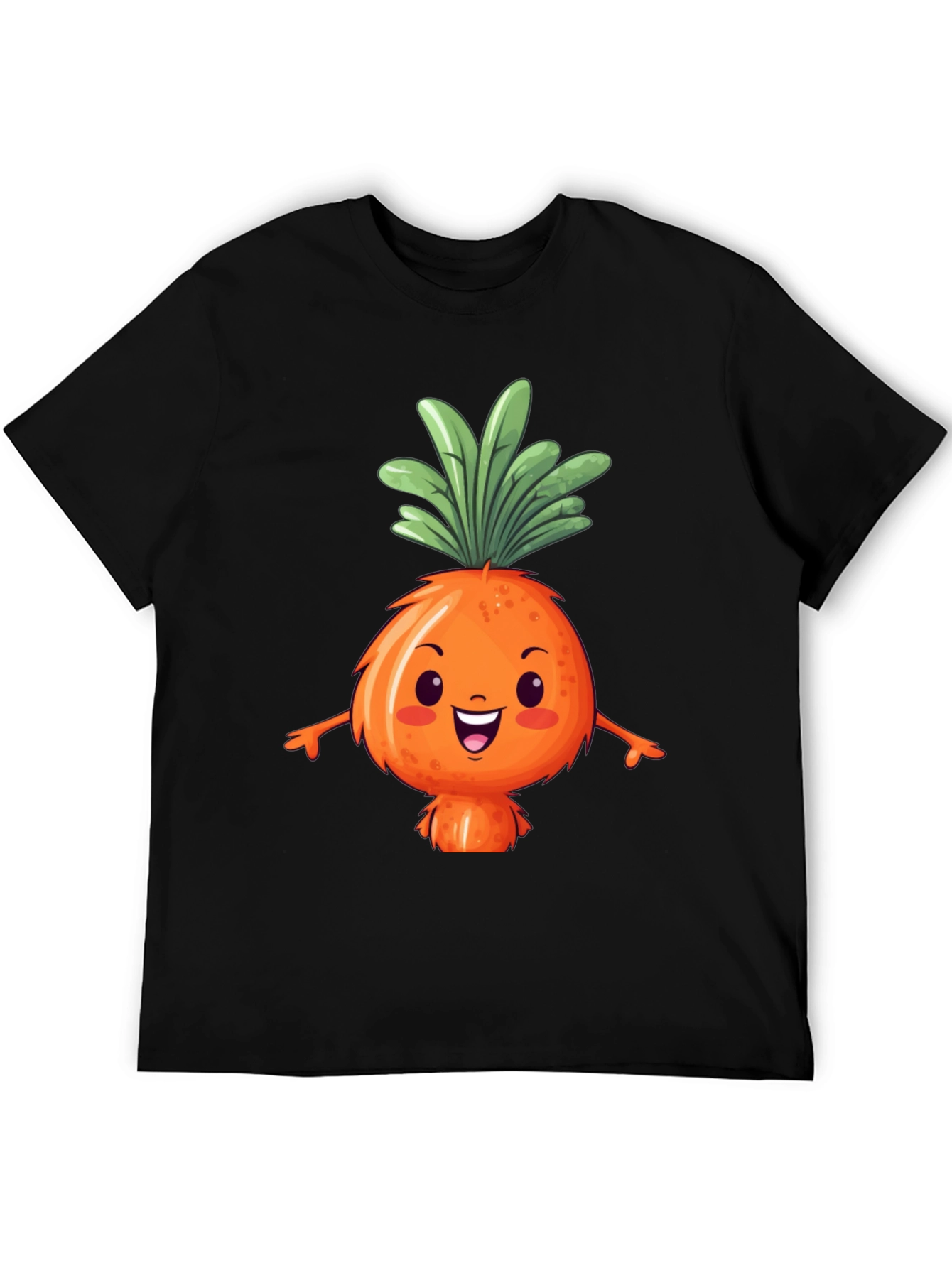 Cute Carrot Character Black T-Shirt