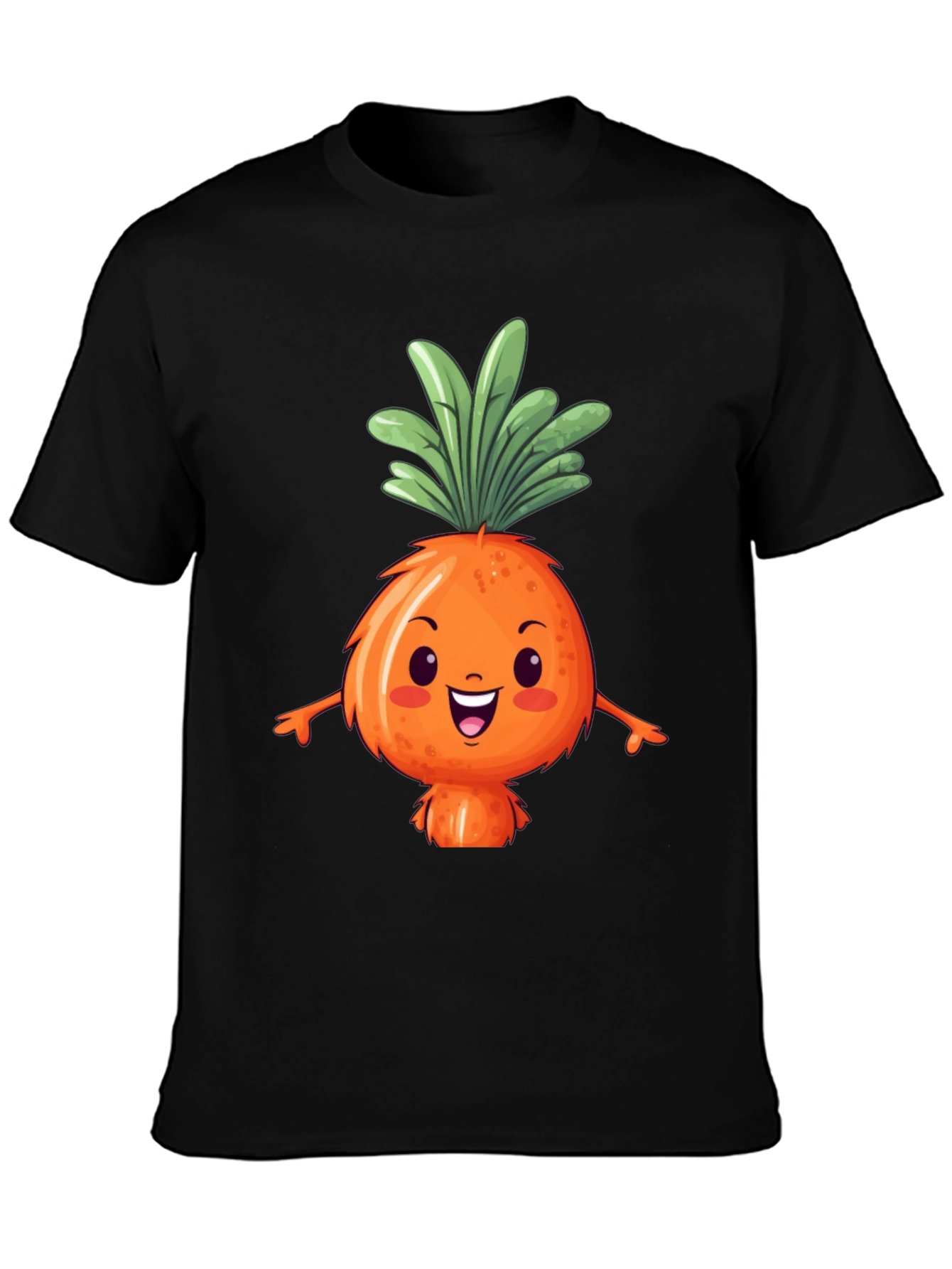 Cute Carrot Character Black T-Shirt