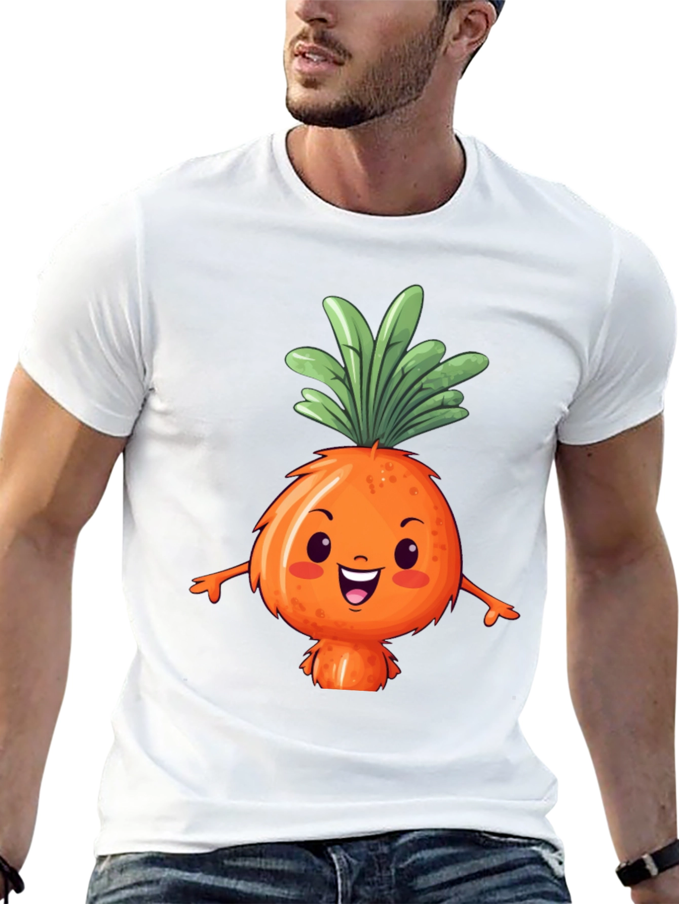 Cute Carrot Character Black T-Shirt