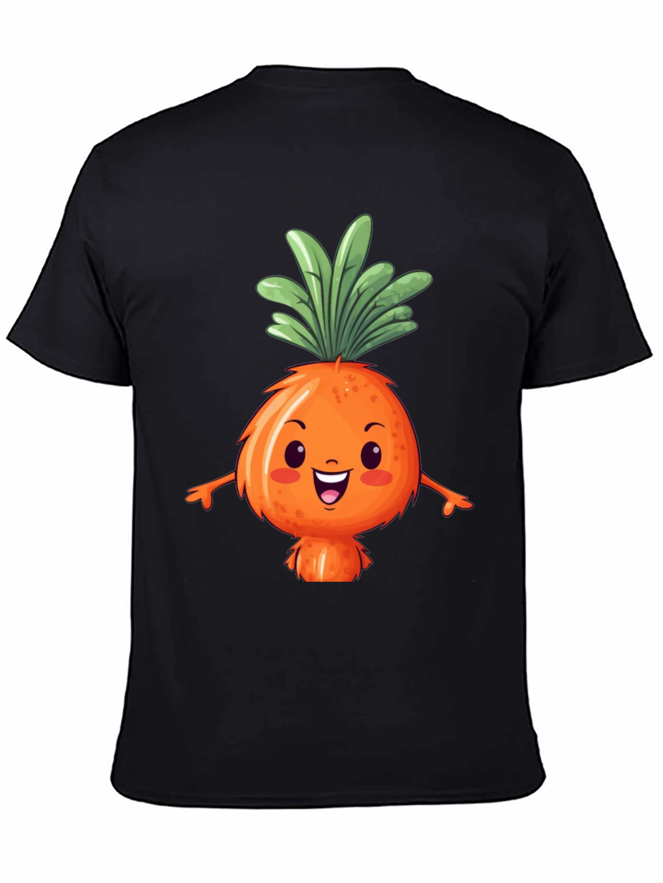 Cute Carrot Character Black T-Shirt
