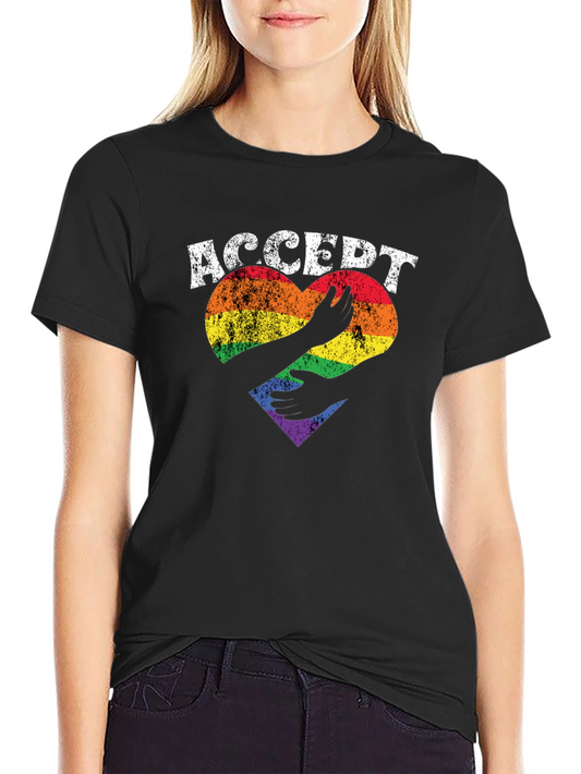 Acceptance Pride T-Shirt LGBT Rainbow Heart