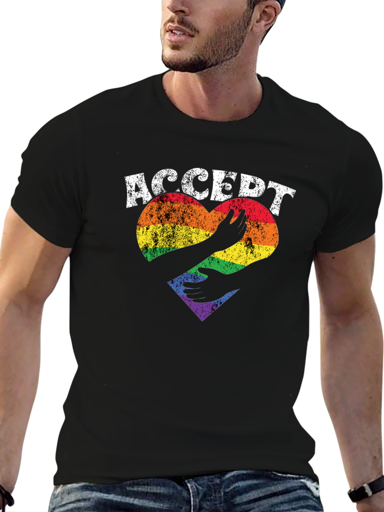 Acceptance Pride T-Shirt LGBT Rainbow Heart