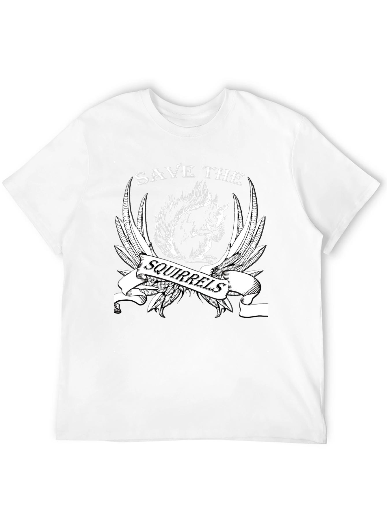 Save the Squirrels Graphic T-Shirt - Black Cotton Tee