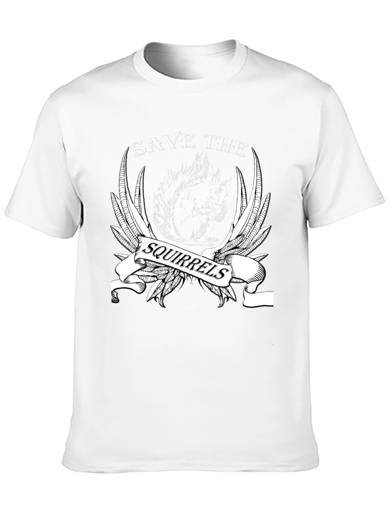 Save the Squirrels Graphic T-Shirt - Black Cotton Tee