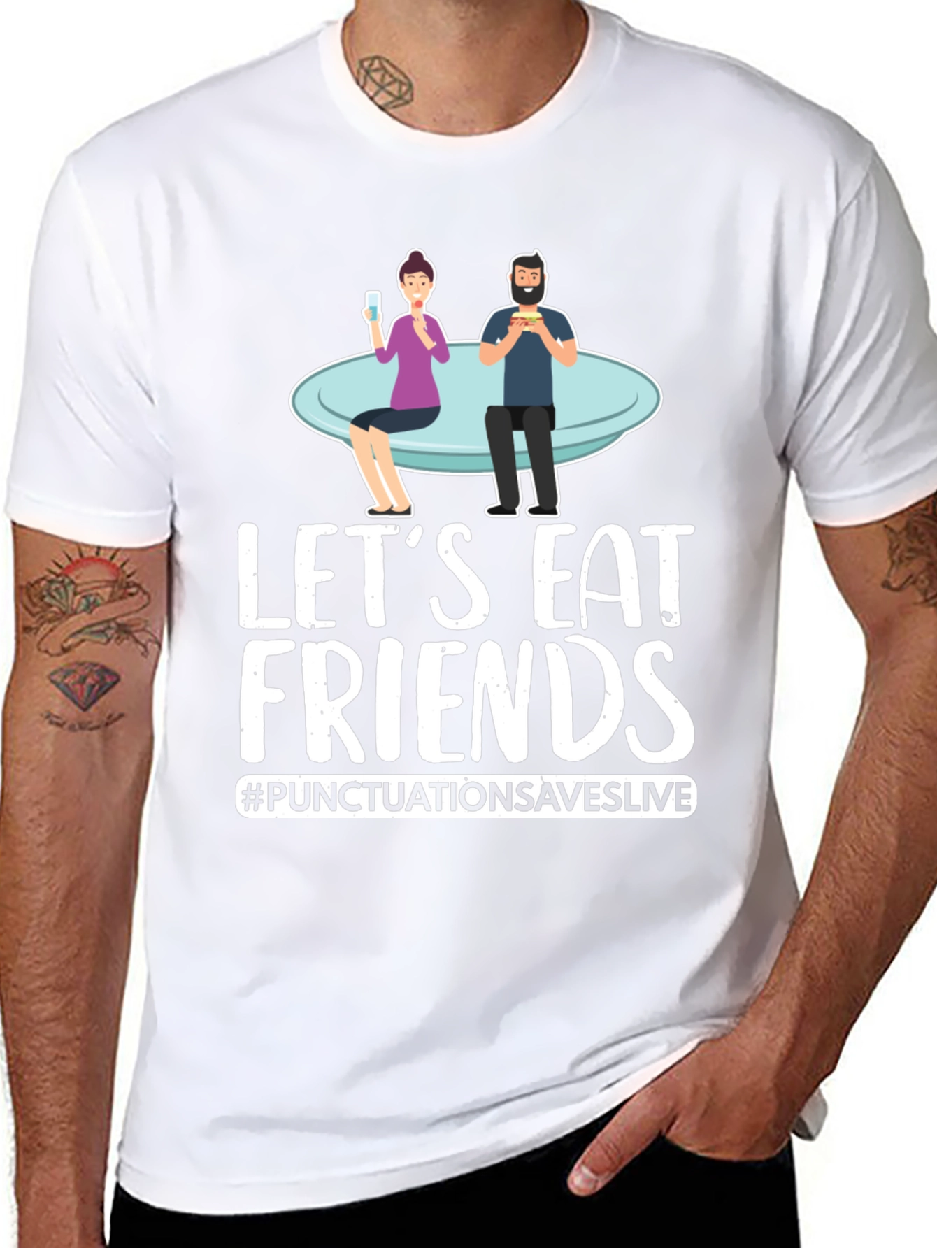 Lets Eat Friends T-Shirt Punctuation Saves Lives