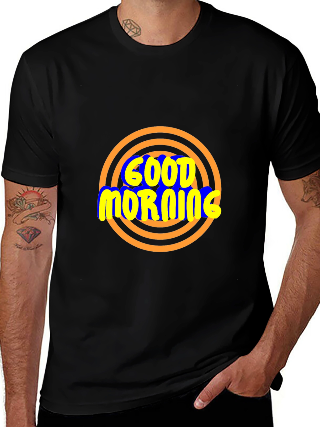 Good Morning Graphic T-Shirt - Stylish Black Tee