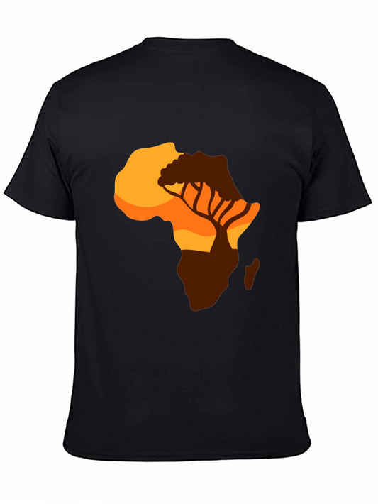 African Sunset Graphic Tee - Black Cotton T-Shirt