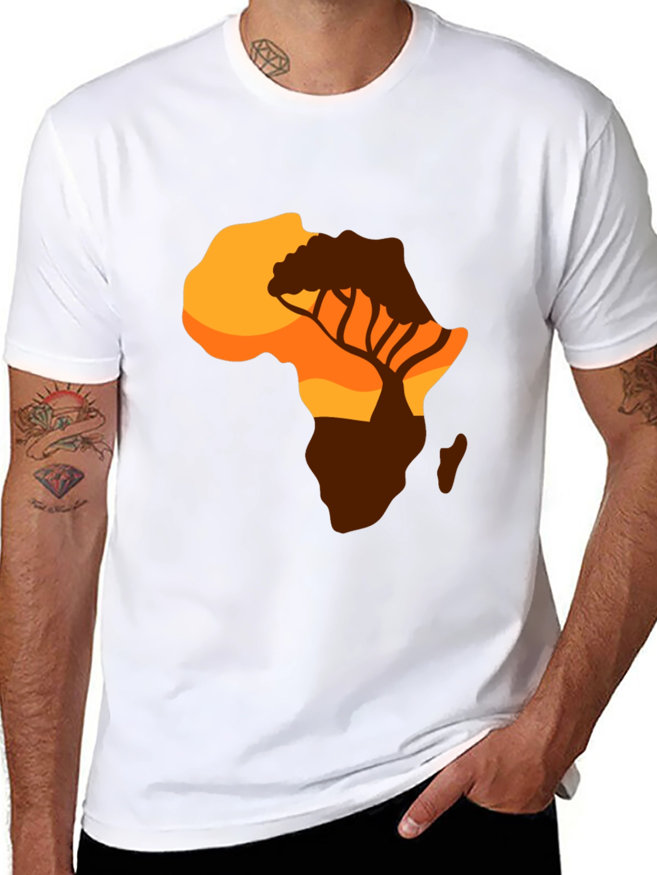 African Sunset Graphic Tee - Black Cotton T-Shirt