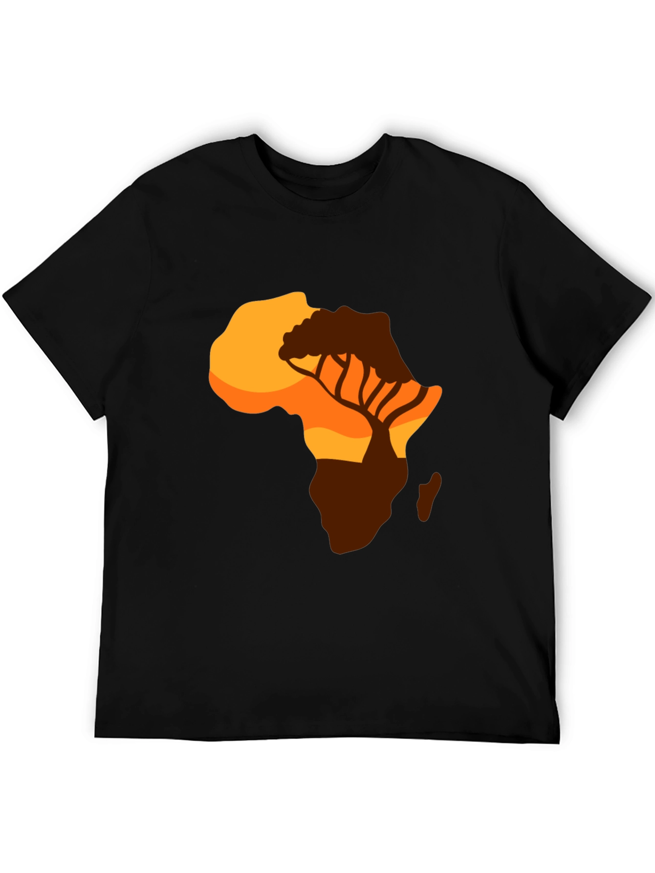 African Sunset Graphic Tee - Black Cotton T-Shirt