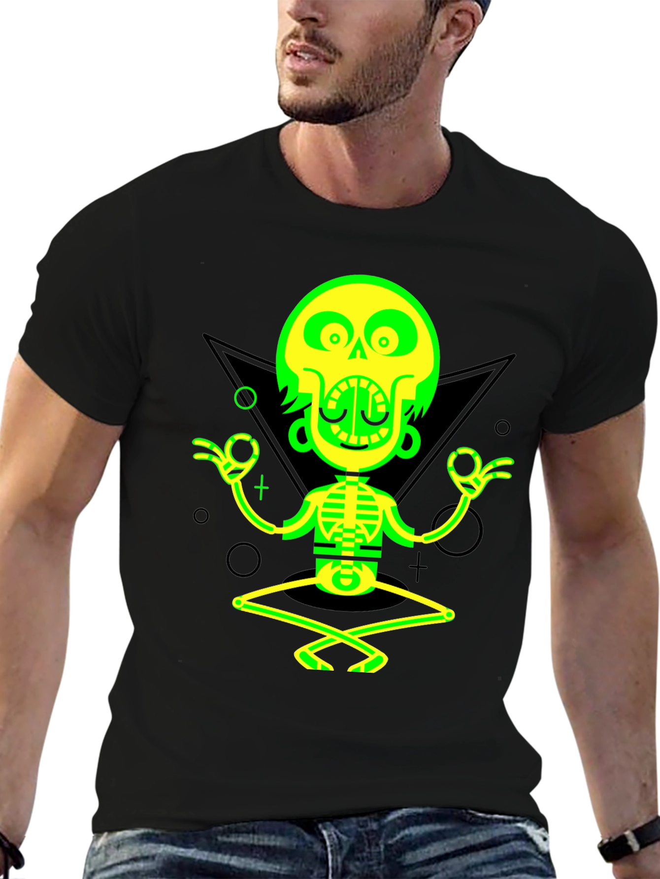 Yoga Skeleton Graphic Tee - Black