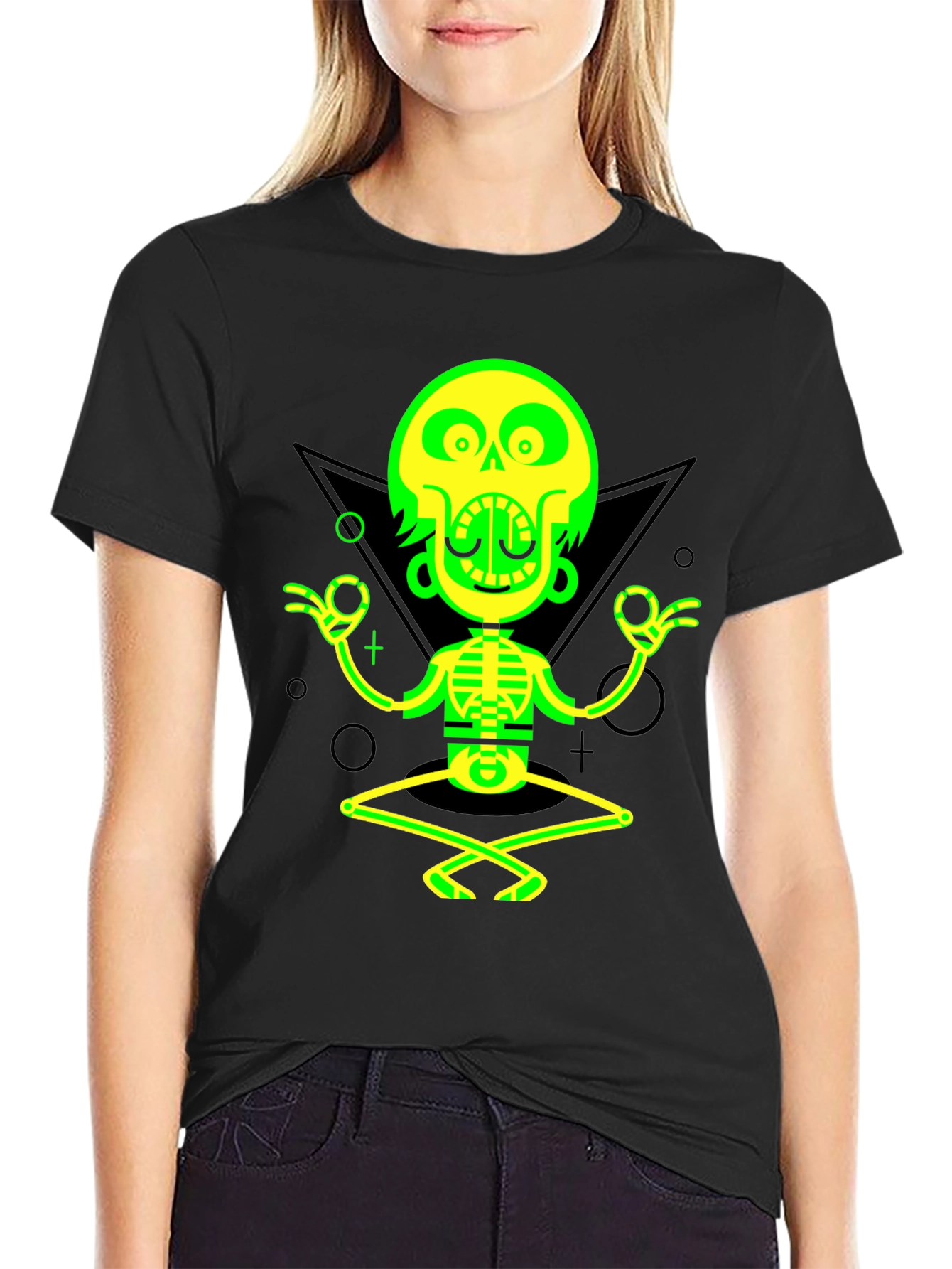 Yoga Skeleton Graphic Tee - Black