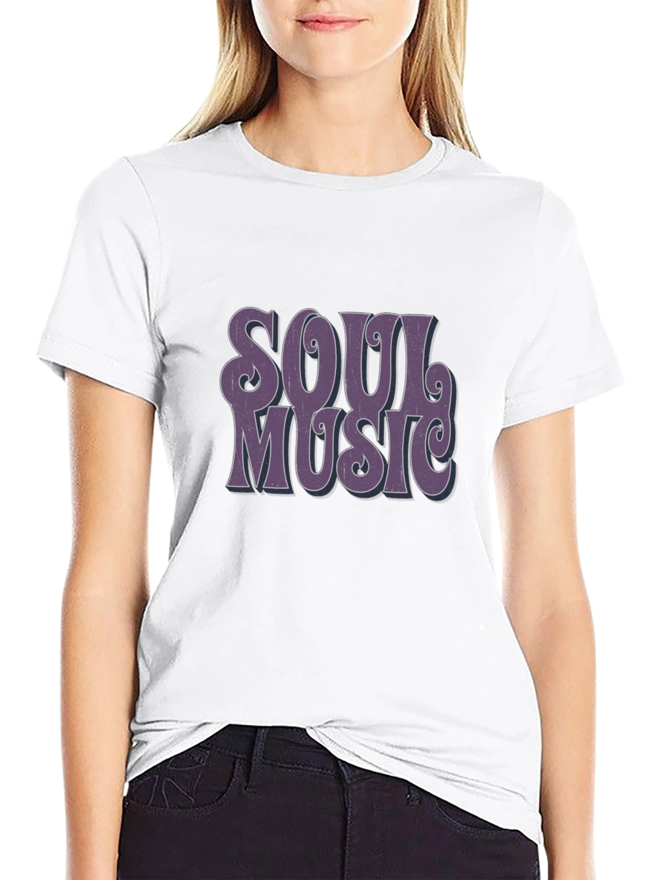 Retro Soul Music Graphic Tee - Black Casual T-Shirt