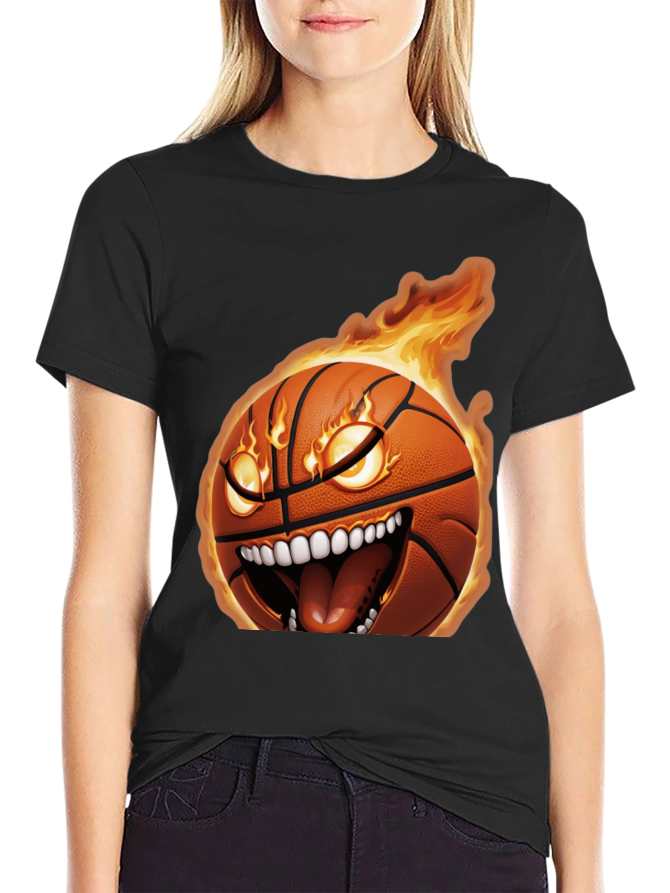 Fiery Basketball Graphic Tee - Novelty Sportswear