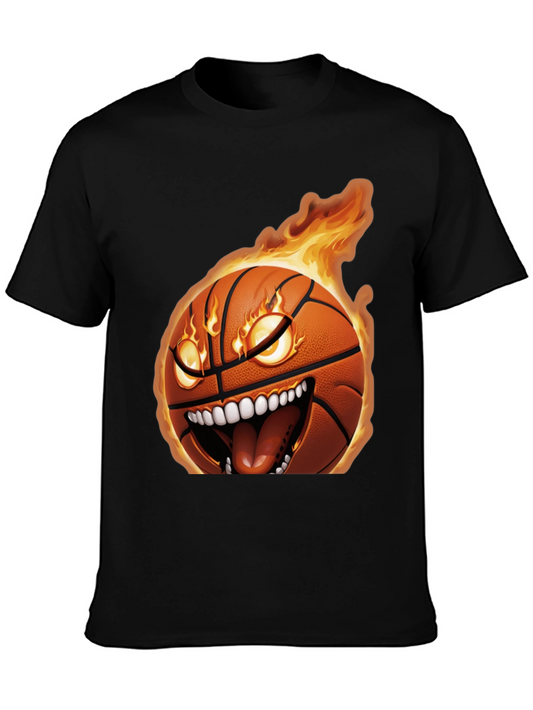 Fiery Basketball Graphic Tee - Novelty Sportswear