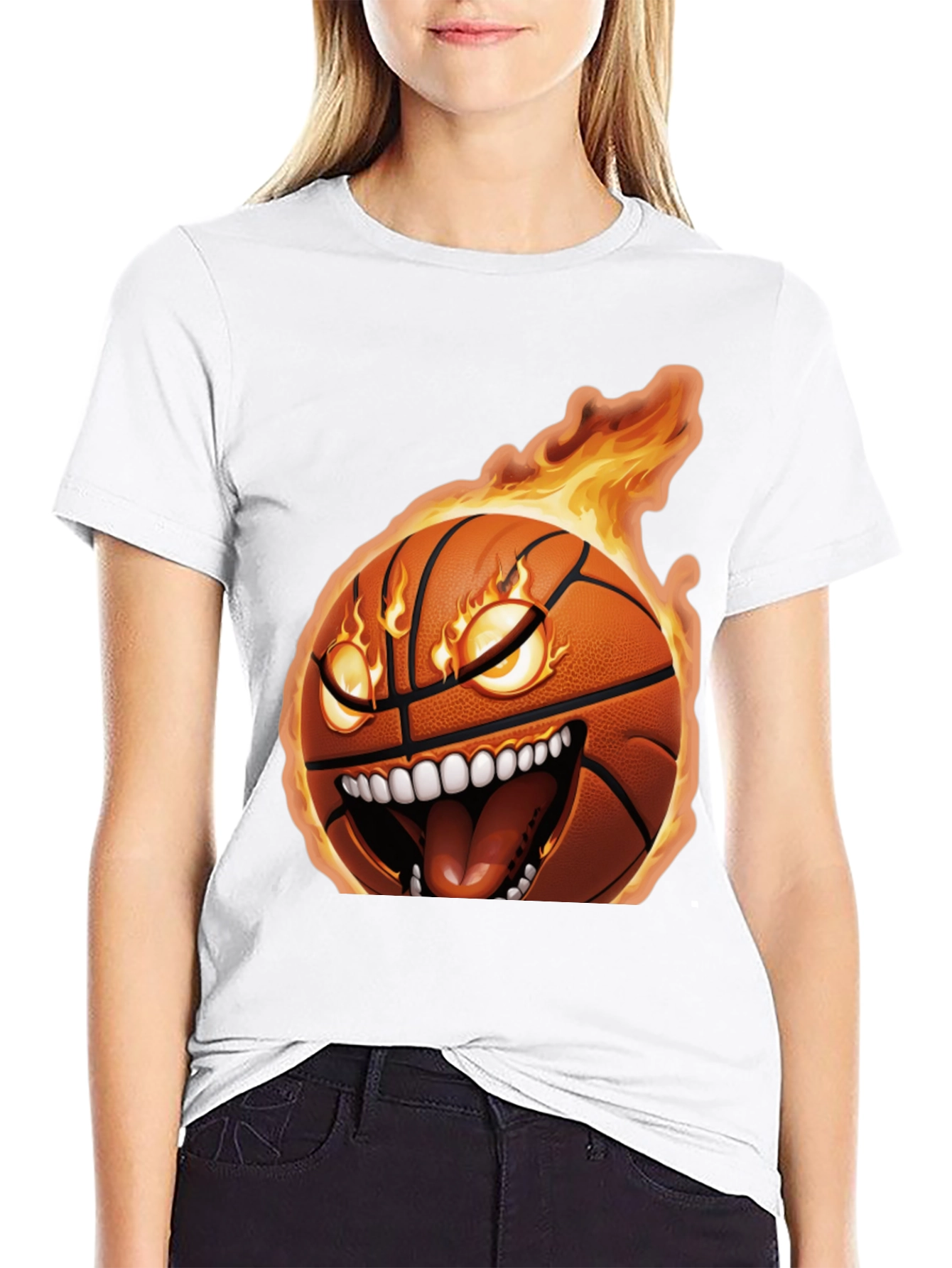 Fiery Basketball Graphic Tee - Novelty Sportswear