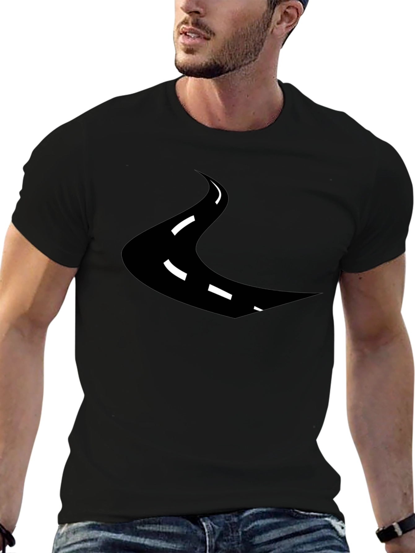 Road Graphic Black T-Shirt - Curve Ahead!