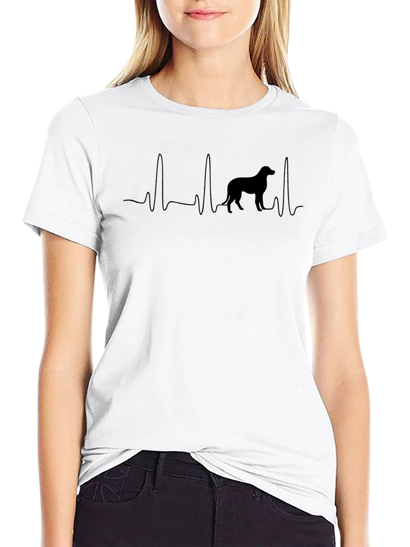 Dog Lover Heartbeat T-Shirt - Black