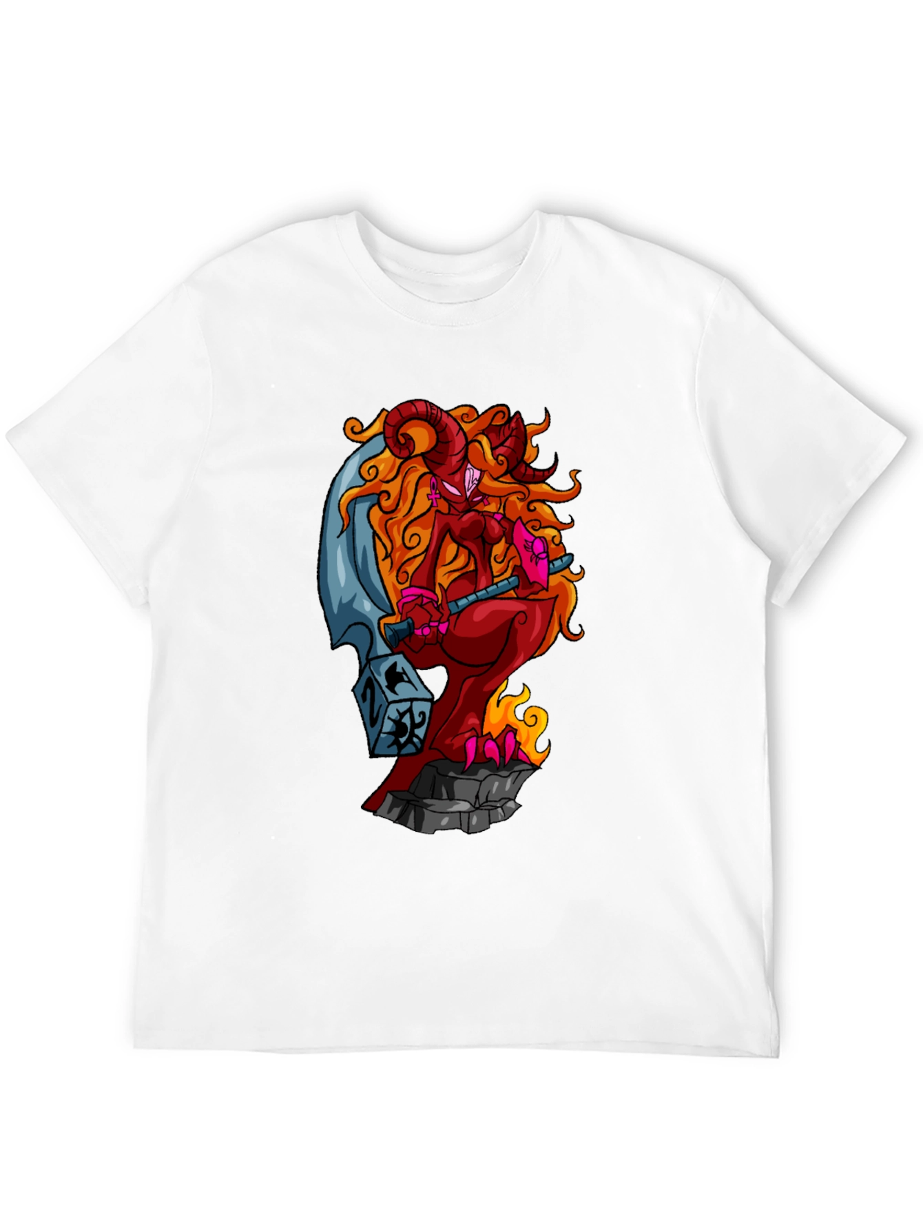 Fiery Demon Girl Graphic Tee - Black