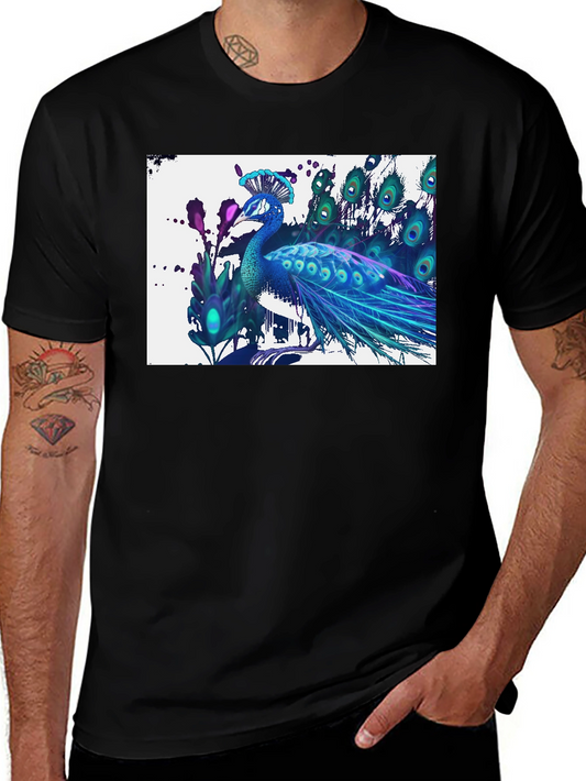 Peacock Graphic T-Shirt - Black Cotton Tee