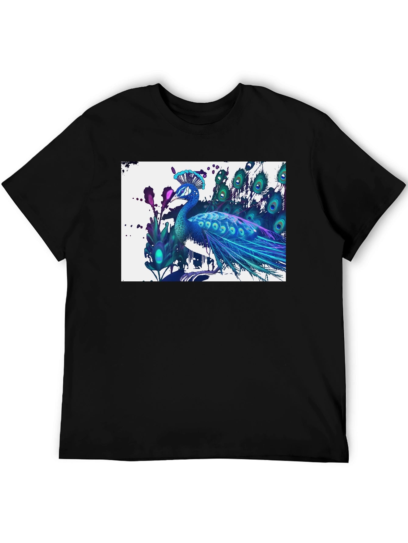 Peacock Graphic T-Shirt - Black Cotton Tee
