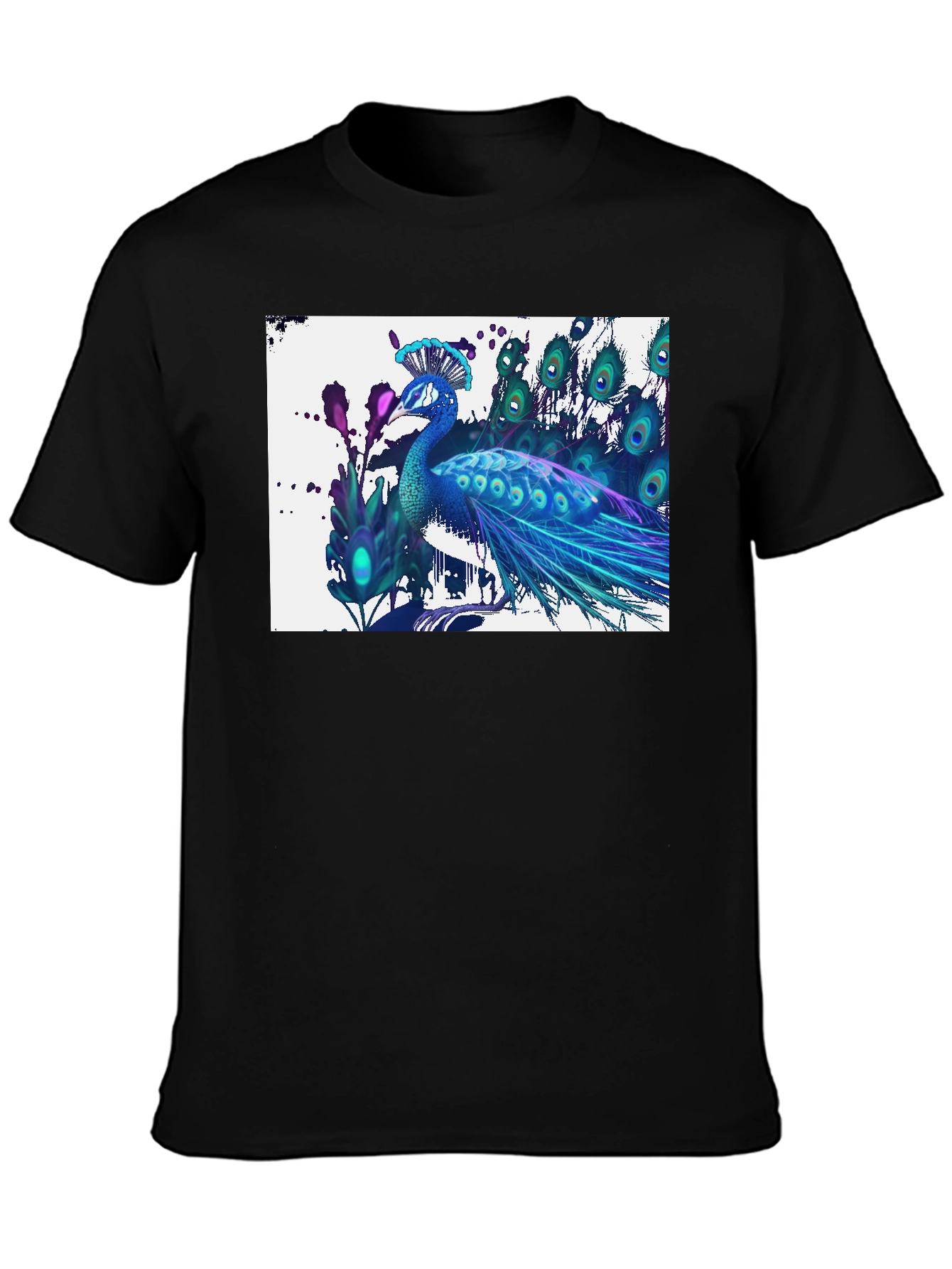 Peacock Graphic T-Shirt - Black Cotton Tee