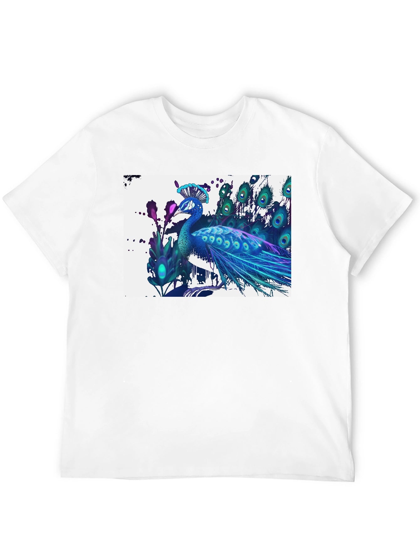 Peacock Graphic T-Shirt - Black Cotton Tee
