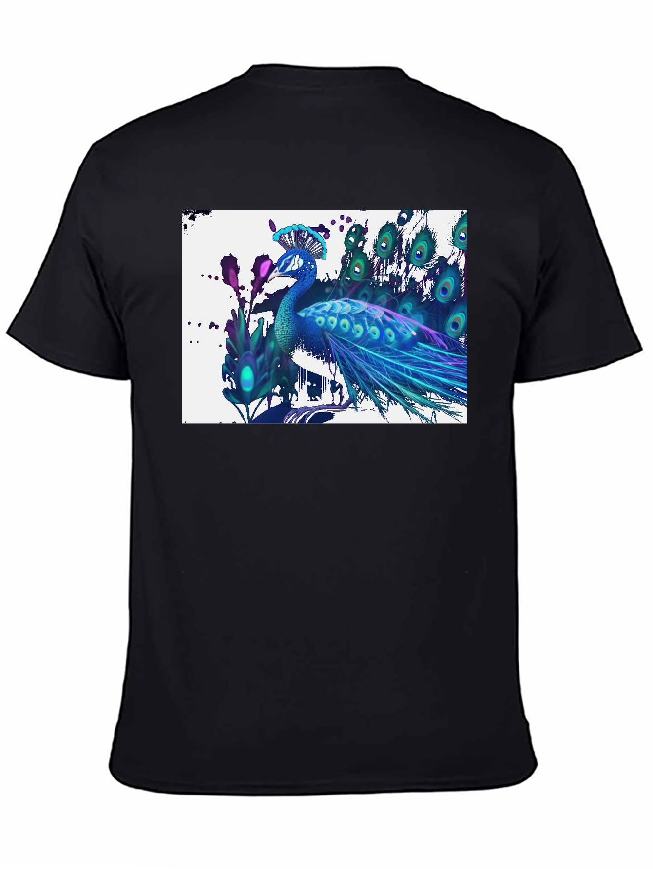 Peacock Graphic T-Shirt - Black Cotton Tee