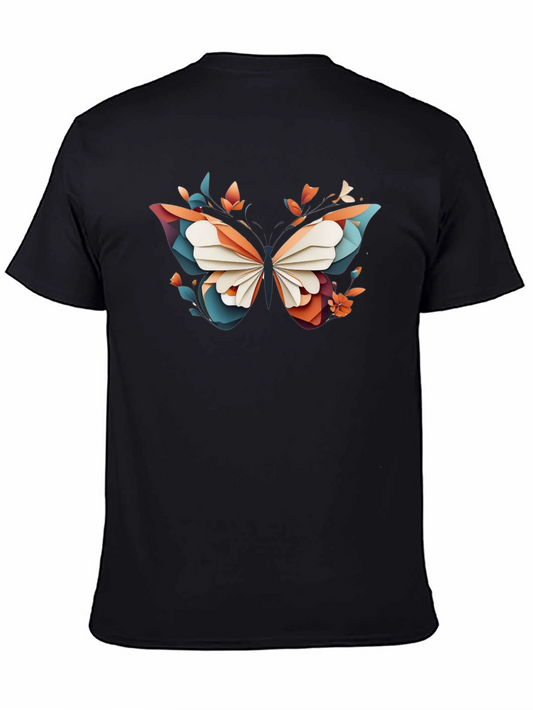 Abstract Butterfly Graphic Black T-Shirt
