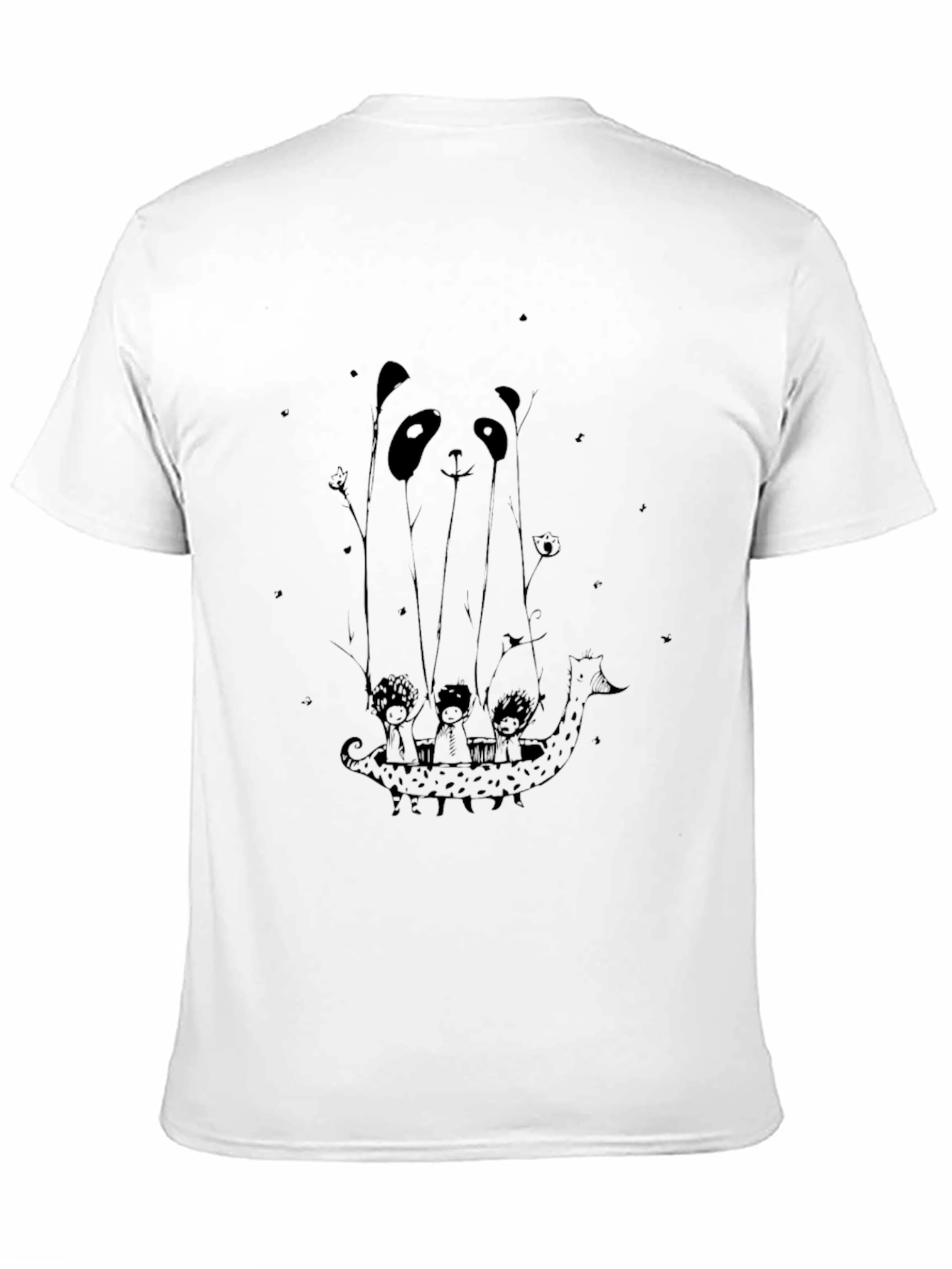 Panda Boat Ride Graphic Tee - Black Cotton T-Shirt