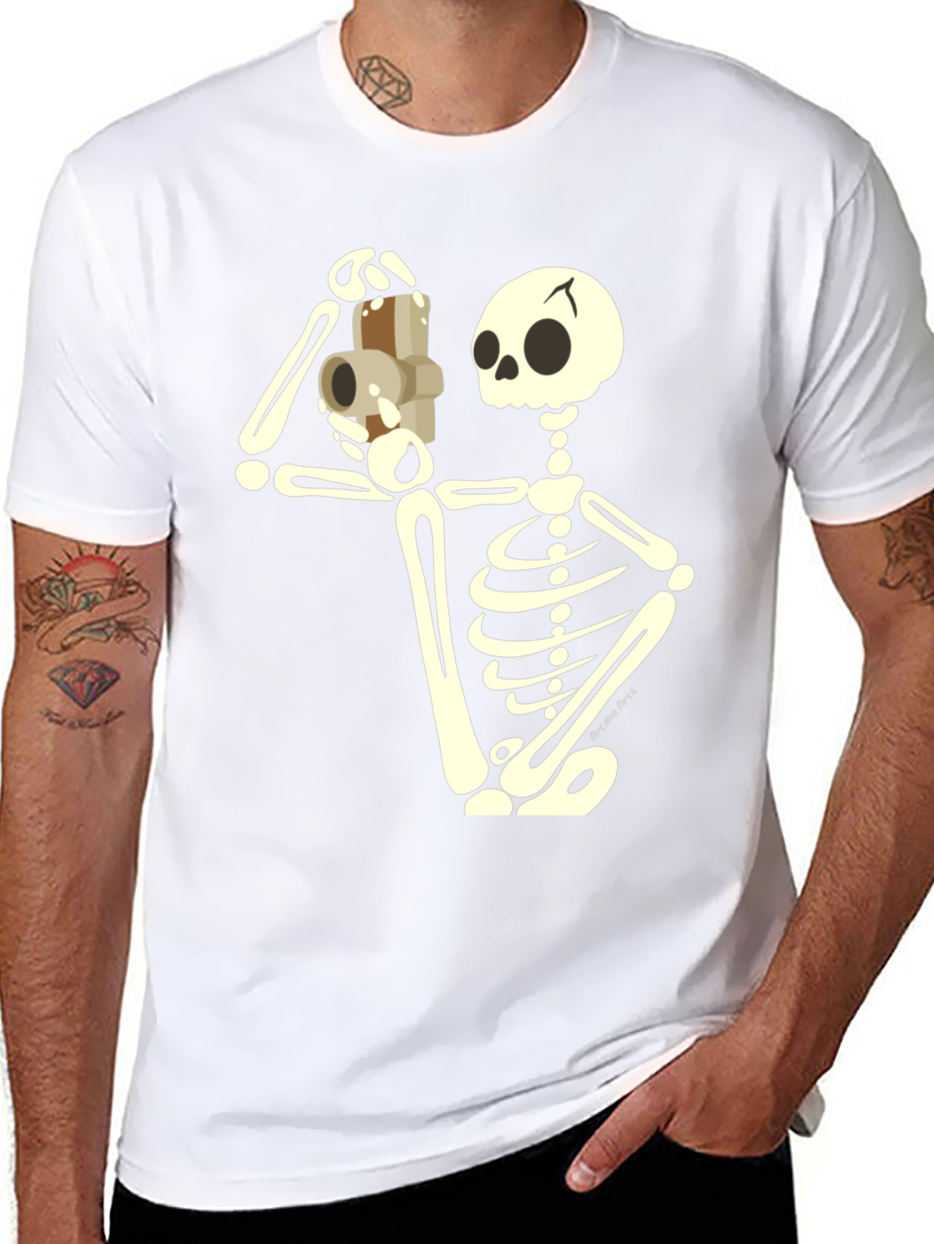 Skeleton Photographer Graphic T-Shirt