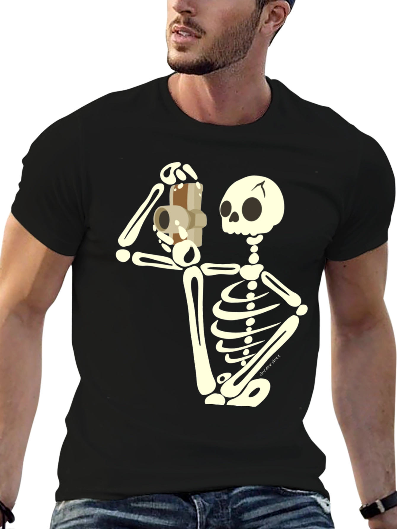 Skeleton Photographer Graphic T-Shirt