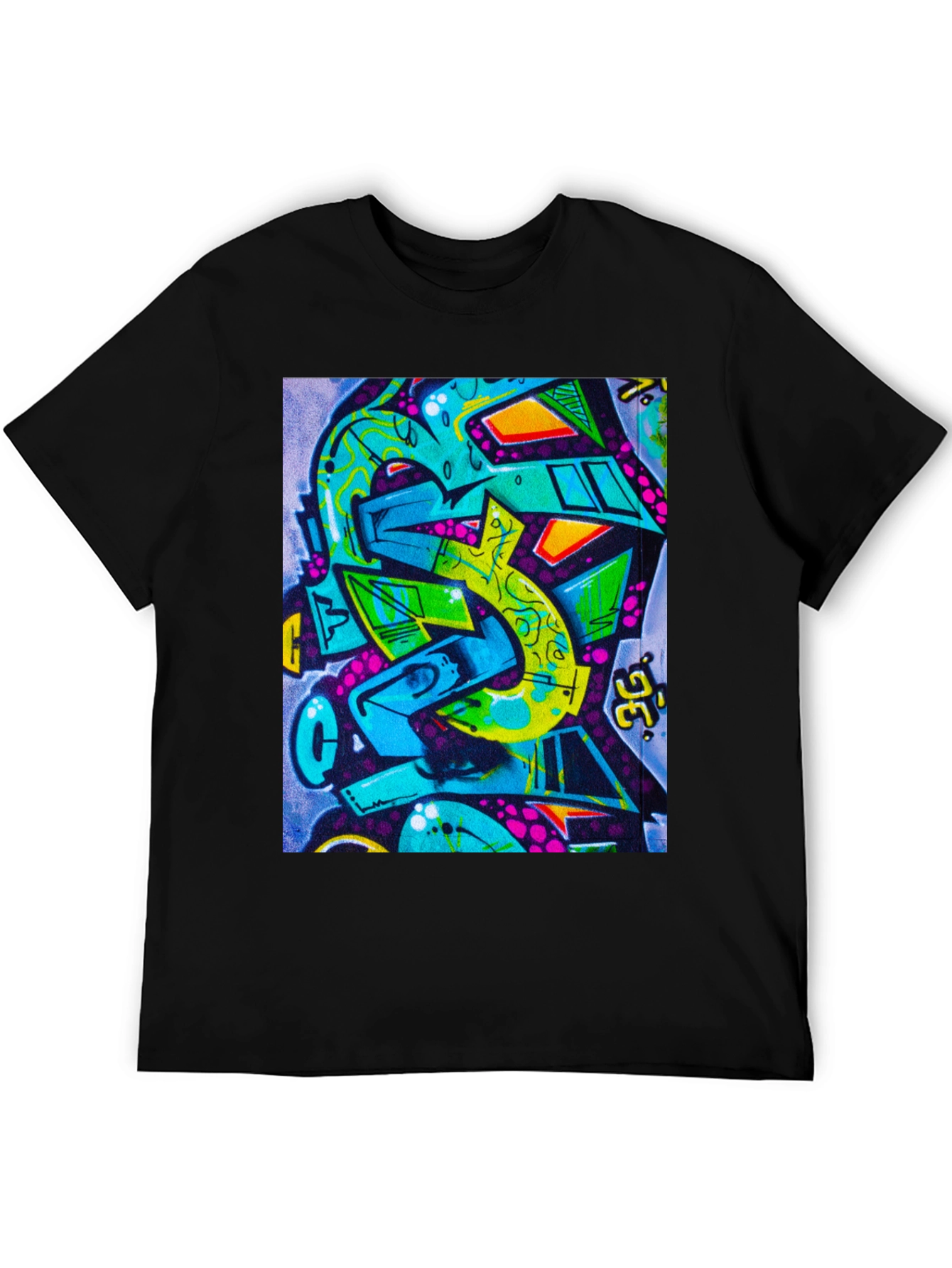 Abstract Graffiti Print Crew Neck Tee